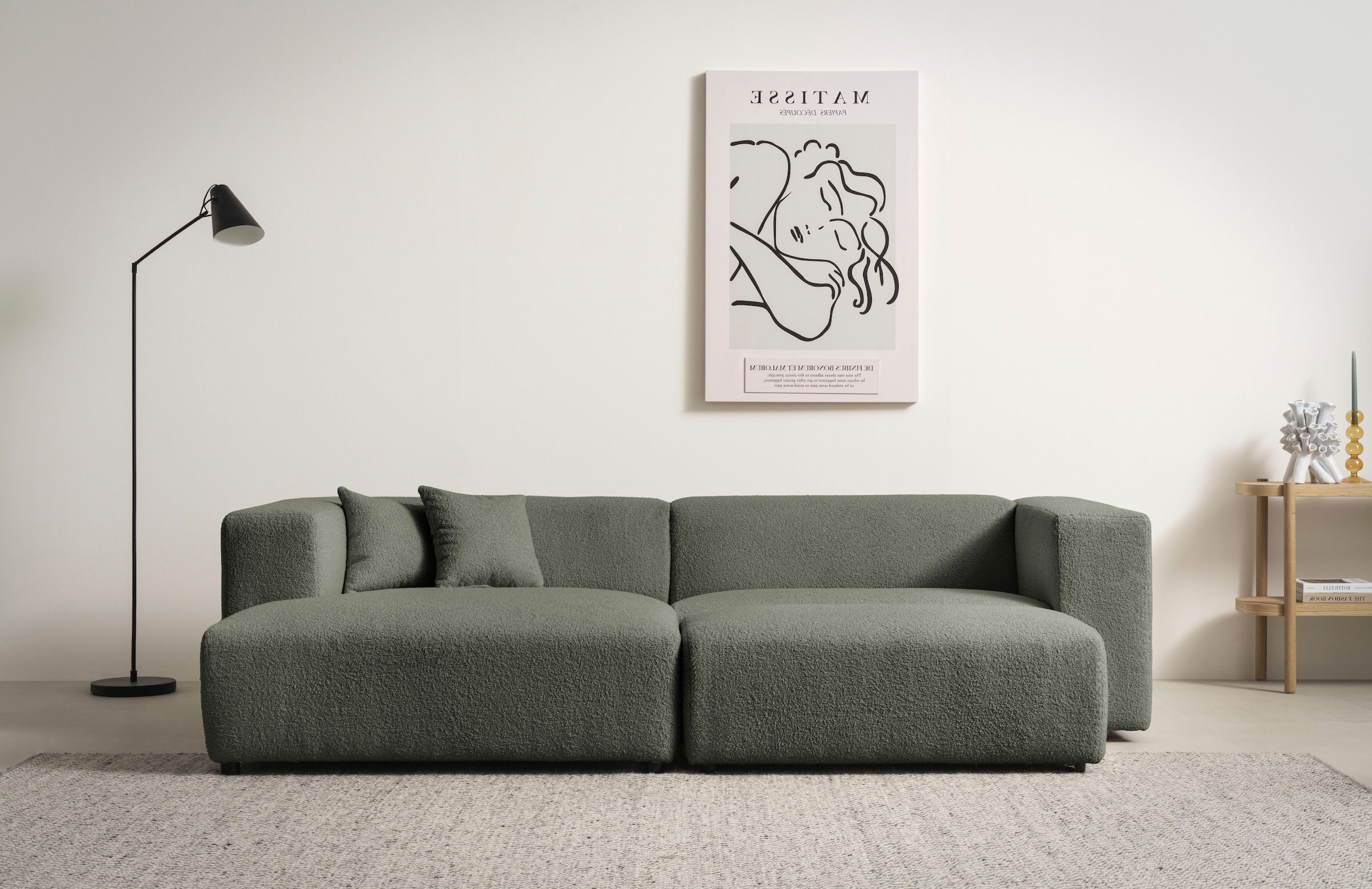 Home affaire Coin rembourré »BAKELS, Ecksofa-Set mit Hocker, L-Form mit Schlaffunktion« Ecksofa-Set (incl. Hocker) im trendigen Megacord