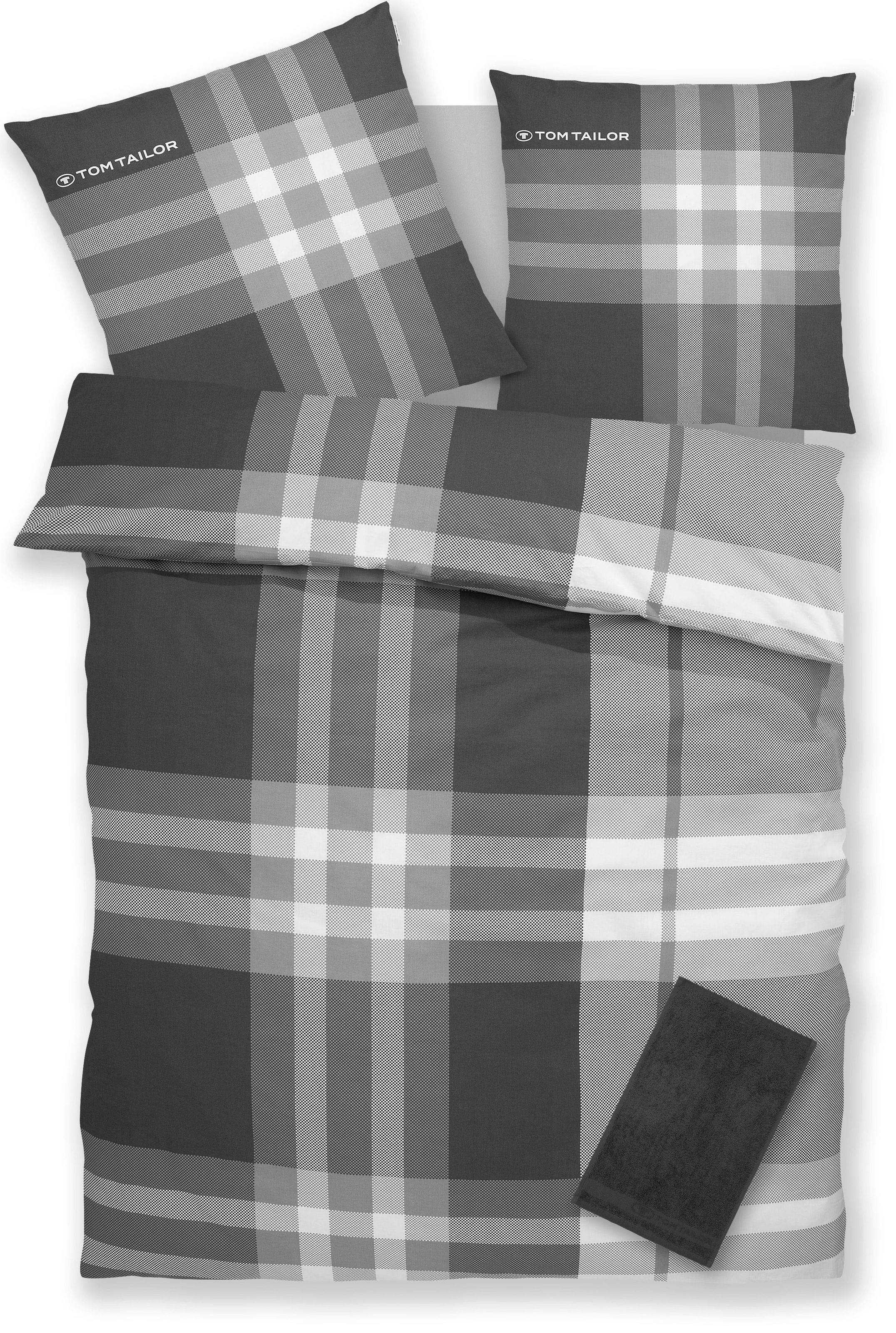 TOM TAILOR HOME Bettwäsche »Nick in Gr. 135x200 oder 155x220 cm« 3 tlg. mit Gratiszugabe Gästehandtuch