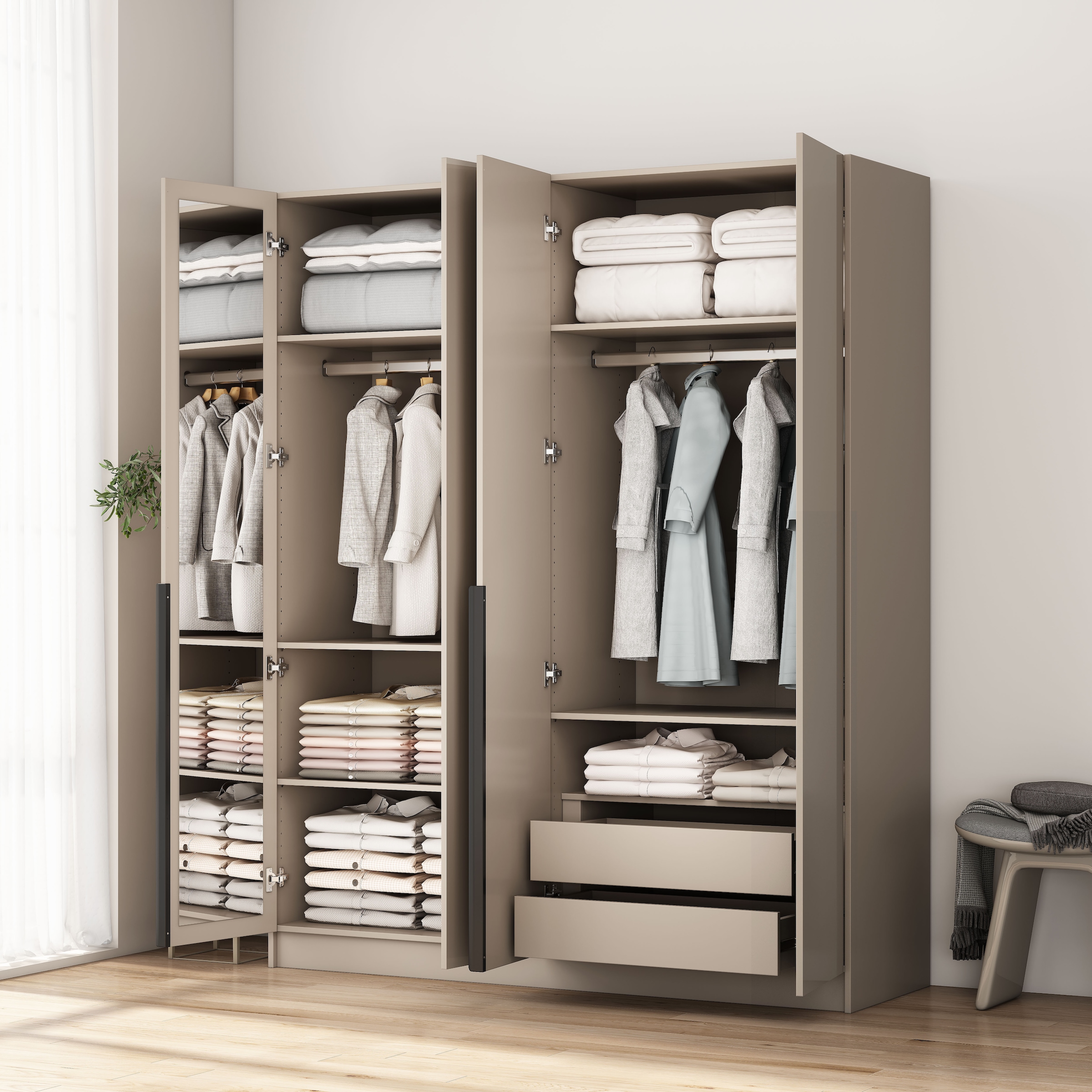 GOODproduct Kleiderschrank »Annor Schlafzimmerschrank Breite 162cm hochglanz Schrank Garderobe« Drehtürenschrank mit perfekter Innenausstattung - elegante Türgriffe