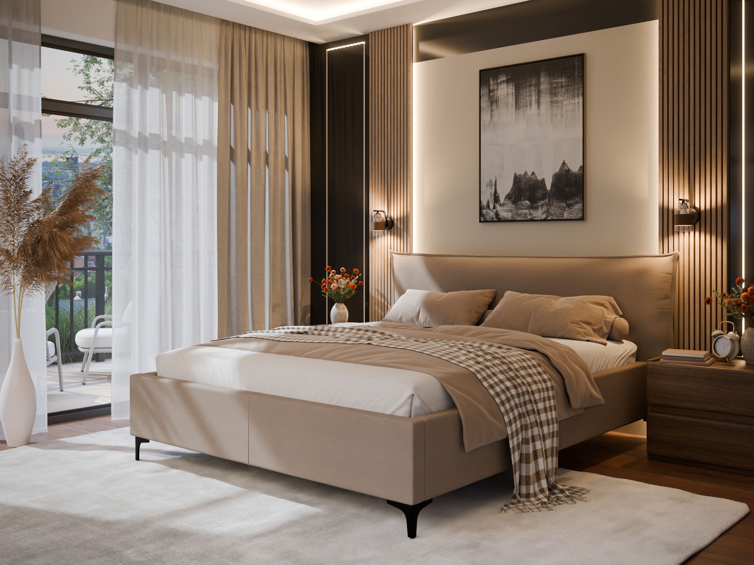 FORTE Lit rembourré »Helsingborg« incl. sommier à lattes, disponible en plusieurs couleurs