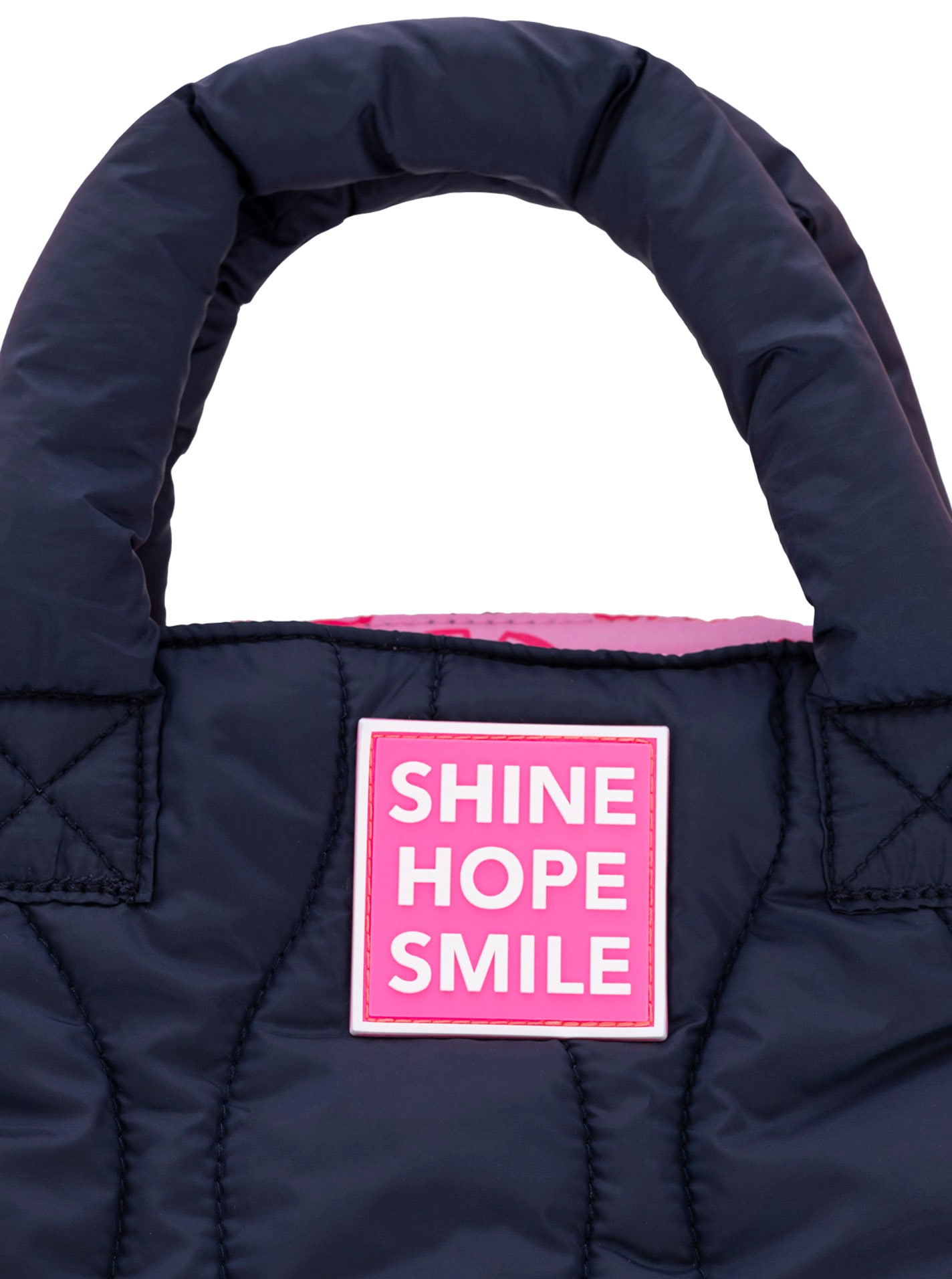Zwillingsherz Sac de transport »"Steppung & Patch"« avec matelassage, bandoulière amovible, patch rose