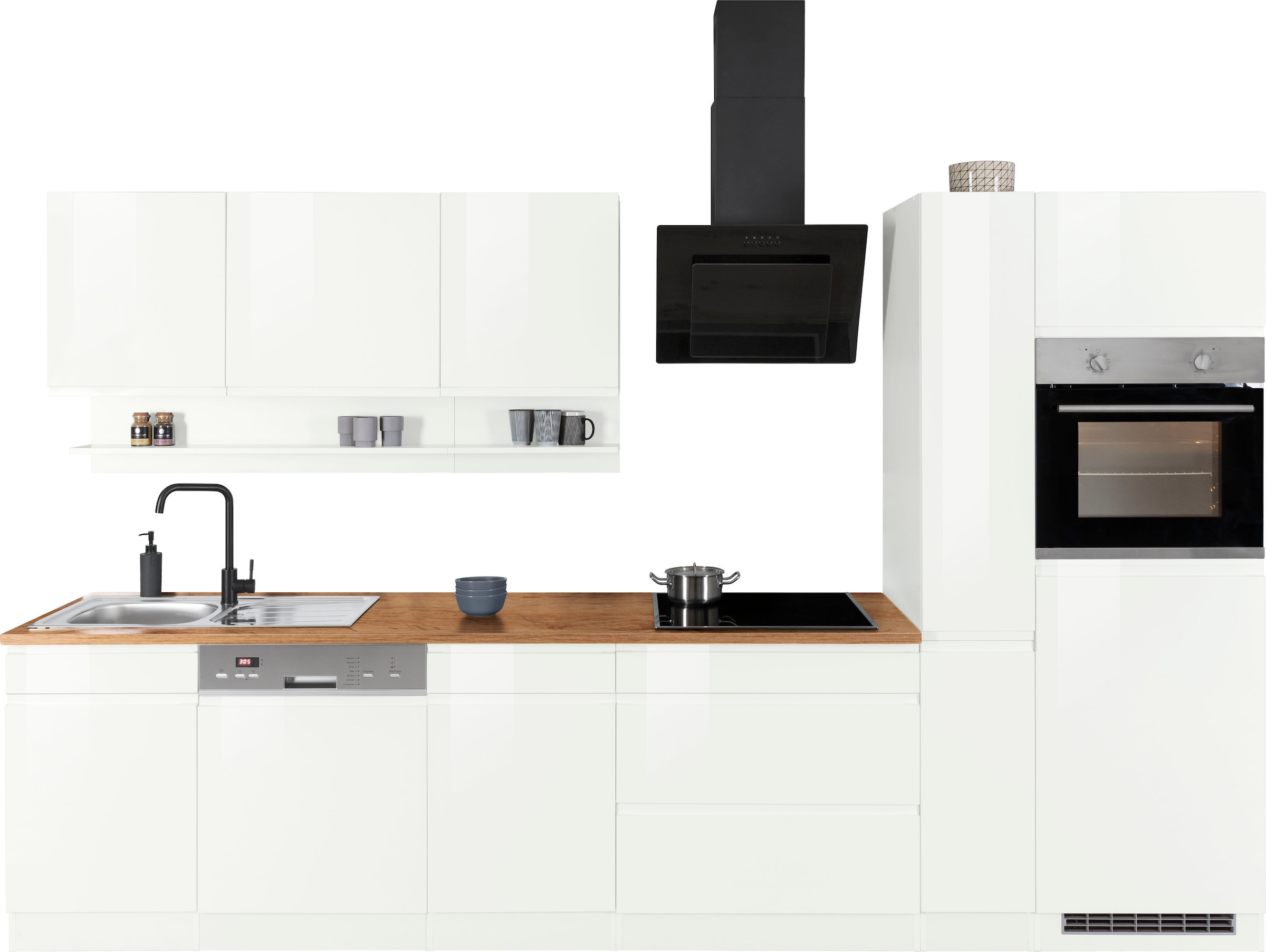 KOCHSTATION Kitchenette »KS-Virginia,neu in verbesserter Ausführung« plan de travail épaisseur 38 mm, rangement, fermeture douce,  largeur 330 cm, soft-close, sans appareils électriques