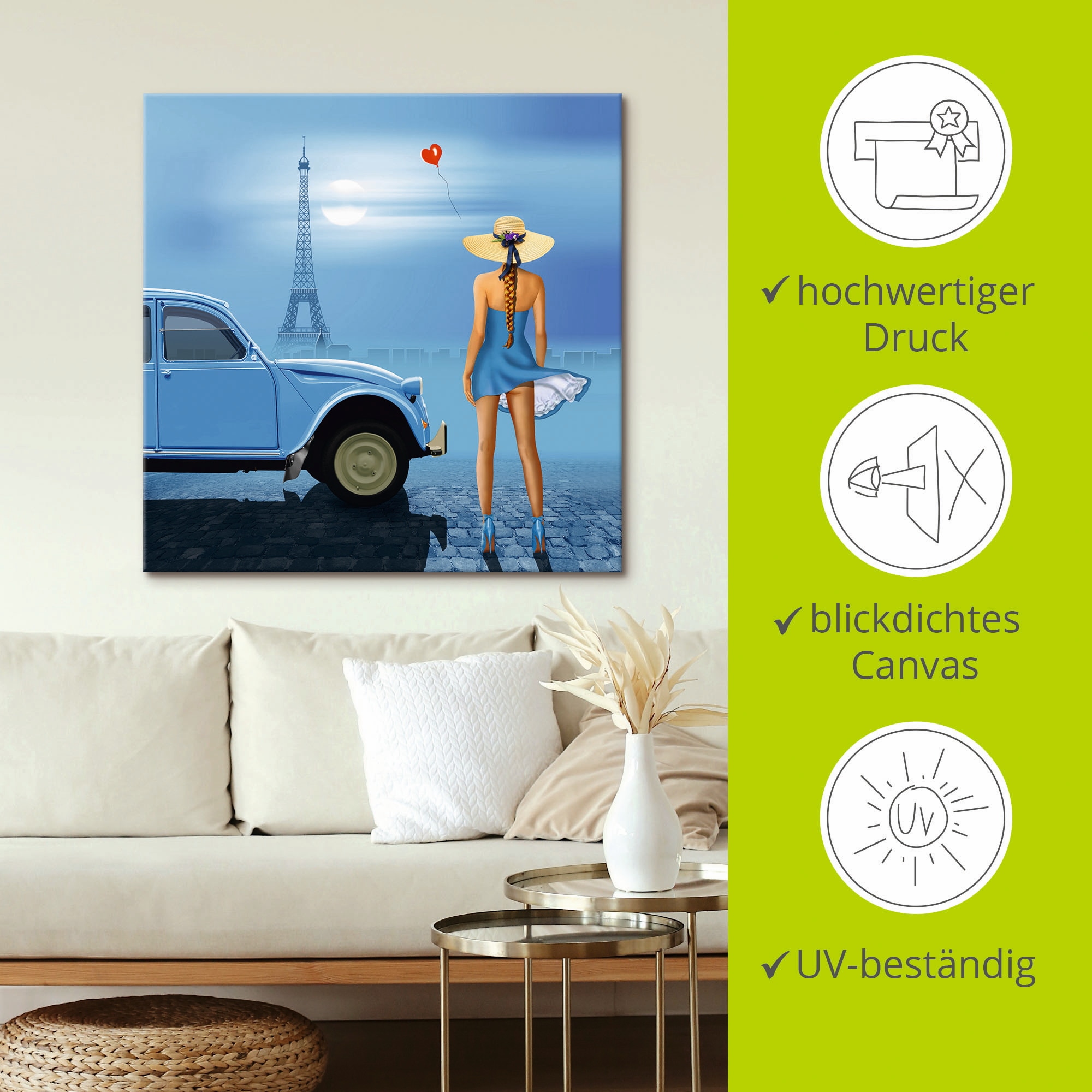 Artland Leinwandbild »Französisch Blau« Frau 1 Stk. tlg. auf Holzrahmen gespannt