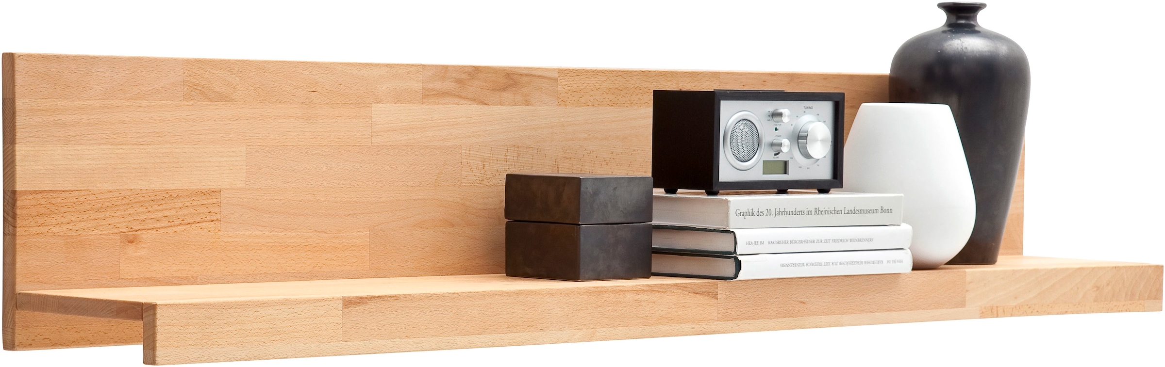 MCA living Wandboard »Fenja Wandpaneel, Wandregal, Regal, Regal mit Boden« 1 Stk. tlg. Massivholz, Kernbuche, 1 Boden mit Blende, Breite 150 cm