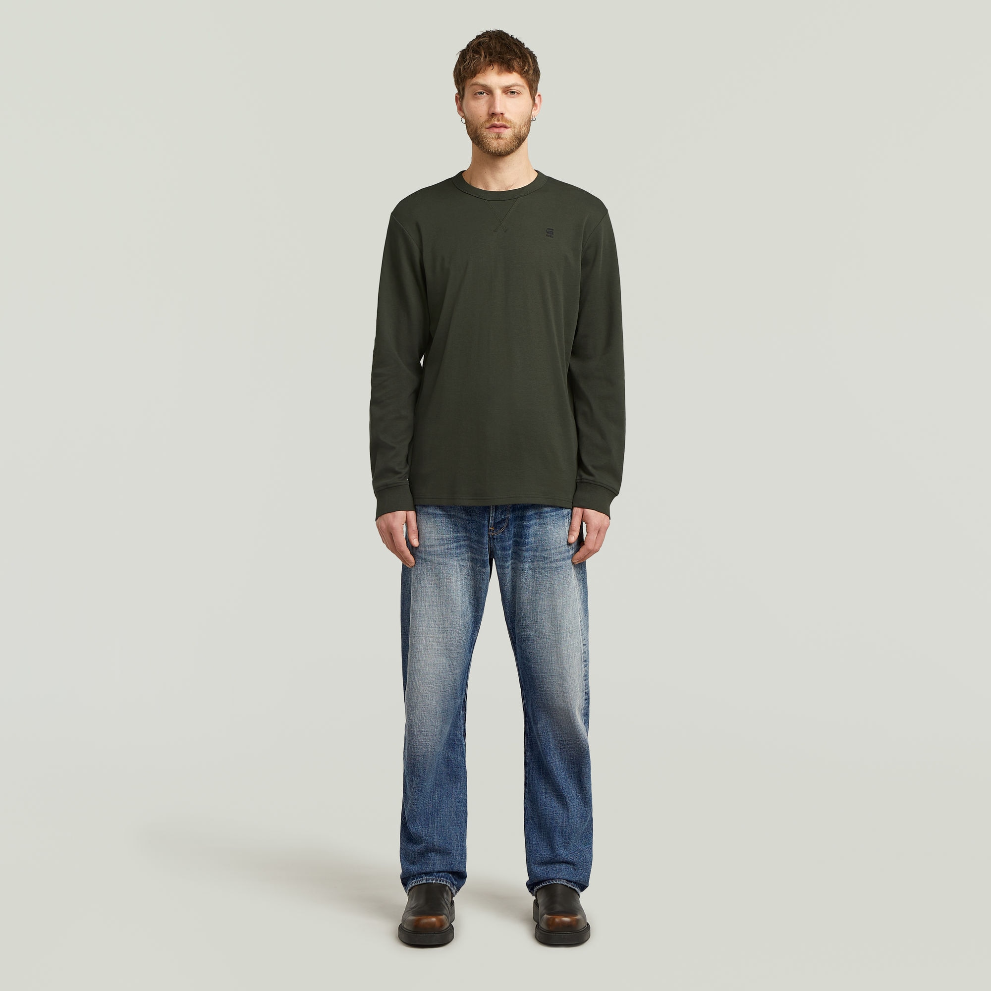 G-STAR T-shirt à manches longues »Nifous R« mit geripptem Einsatz vorne