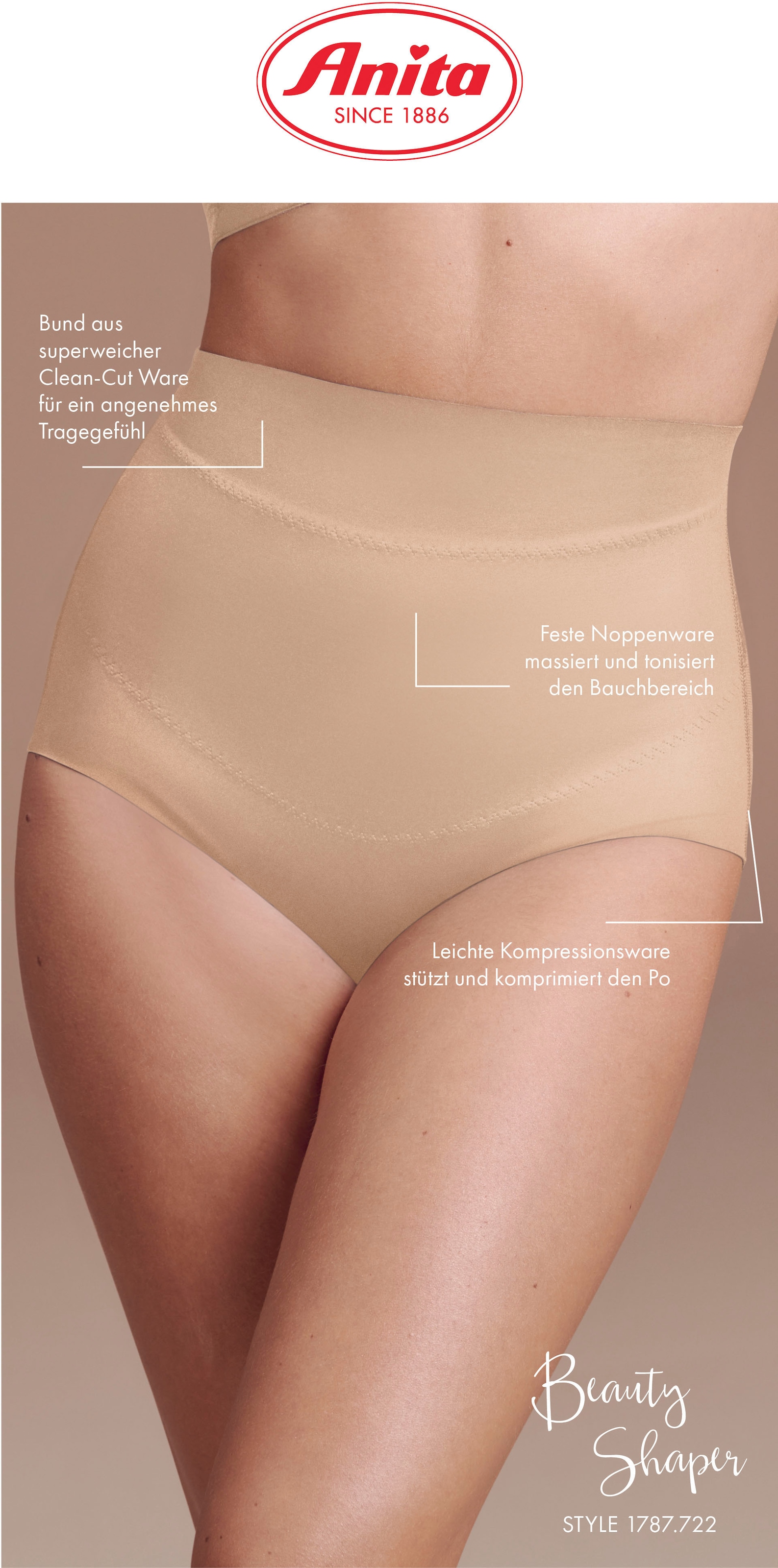 Anita since 1886 Shapingslip »Beautyshaper« ohne Nähte, clean Cut, integrierte Bauchstütze, Noppenware, basic