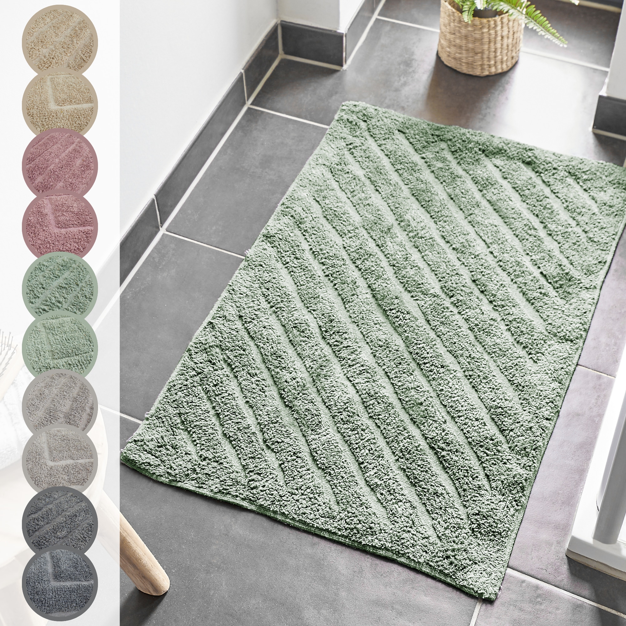 Andiamo Tapis de bain »Havanna, 50x80 cm« Höhe 7,5 mm Badteppich, Uni Farben, Hoch-Tief Effekt, verschiedene Designs