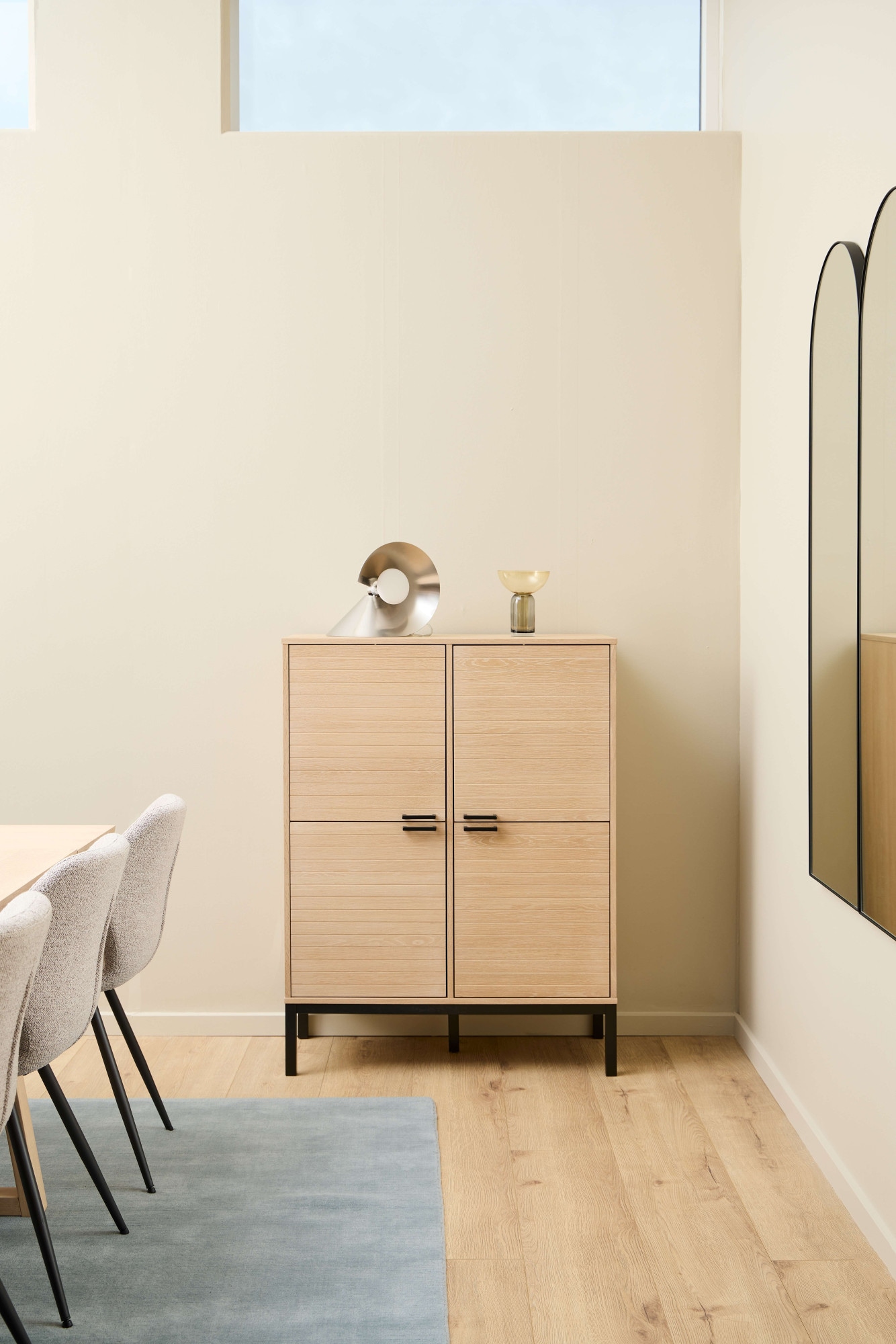 ACTONA GROUP Buffet »Kensington« armoire, 4 portes et 6 étagères chêne blanc pigmenté, 91x40x120cm