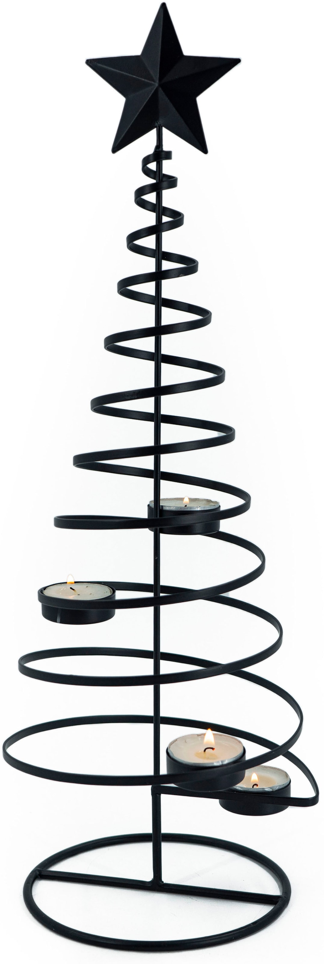 NOOR LIVING Kerzenhalter »Teelichthalter BAUM, aus Metall, mit Stern-Spitze«, (1 St.), 4-flammig, Advendsleuchter, Höhe ca. 51 cm