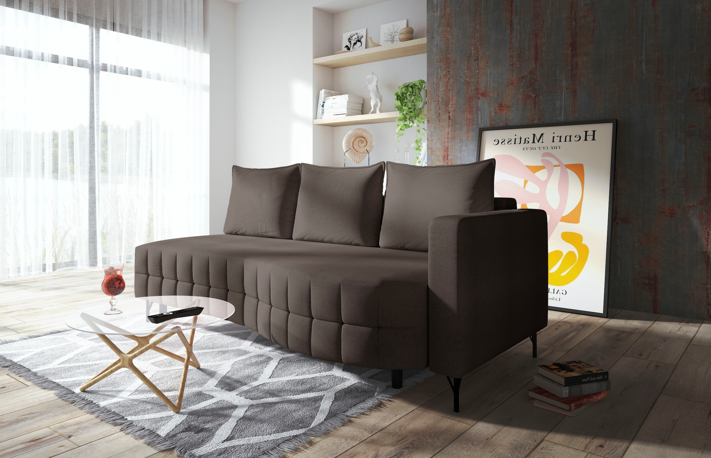 exxpo - sofa fashion Loungesofa »T wiggy Schlafsofa mit Bettfunktion und Bettkasten,«, komfortabler Federkern, super Sitzkomfort, elegante Formensprache