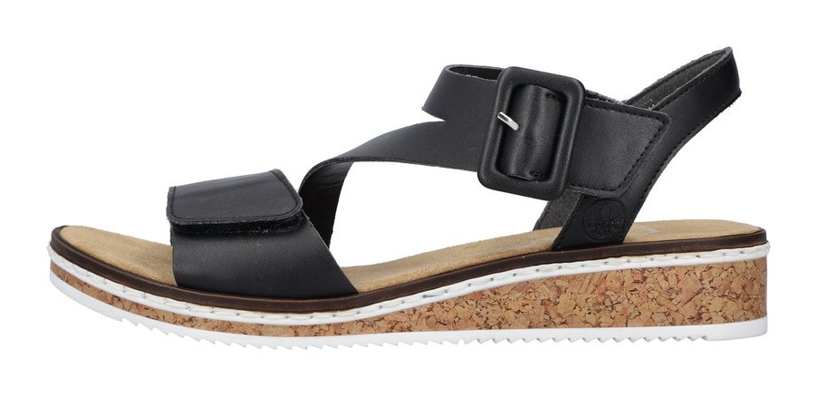 Rieker Riemchensandale, Sommerschuh, Sandalette, Keilabsatz, mit asymmetrischem Riemchen