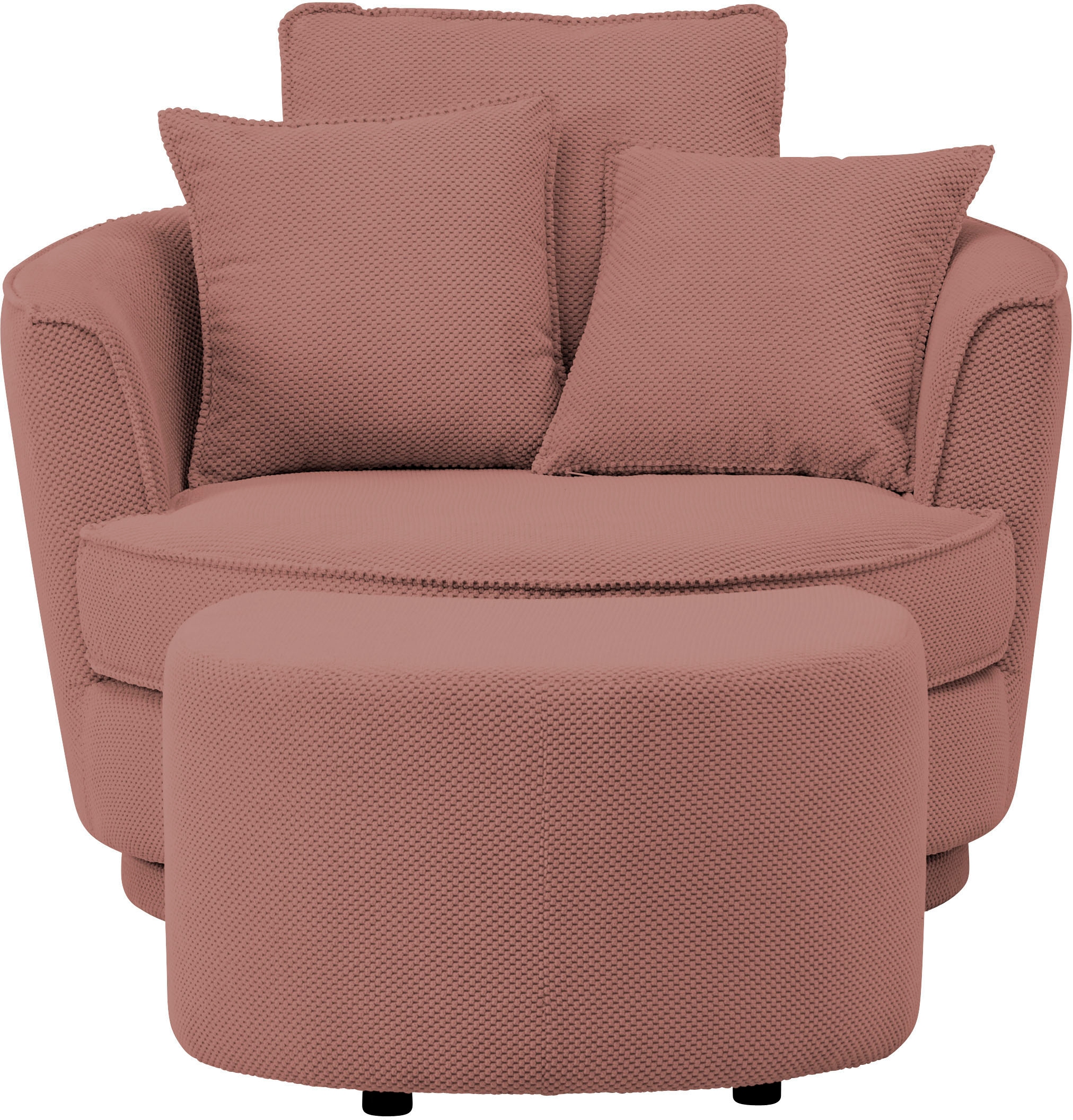 Leonique Drehsessel »MAISIE, Love Seat XXL Lese-Sessel, Big-Sessel mit Hocker,«, (2 St.), Set in MEGA CORD und Web-Velours, drehbar 360 Grad