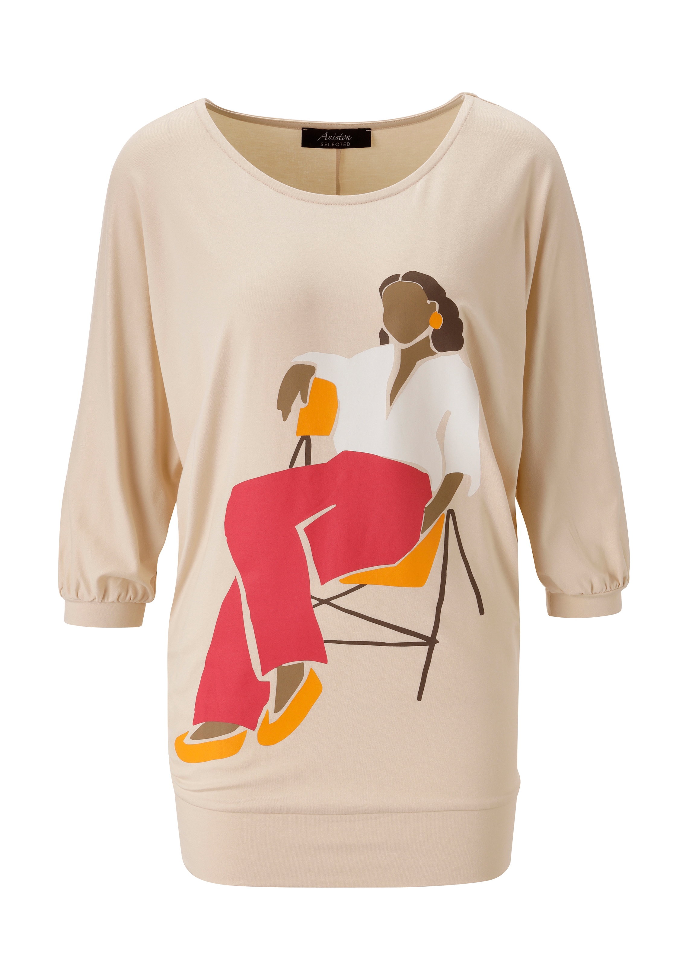Aniston SELECTED Fledermausshirt, vorne mit grossflächigem, femininem Frontdruck - NEUE KOLLEKTION