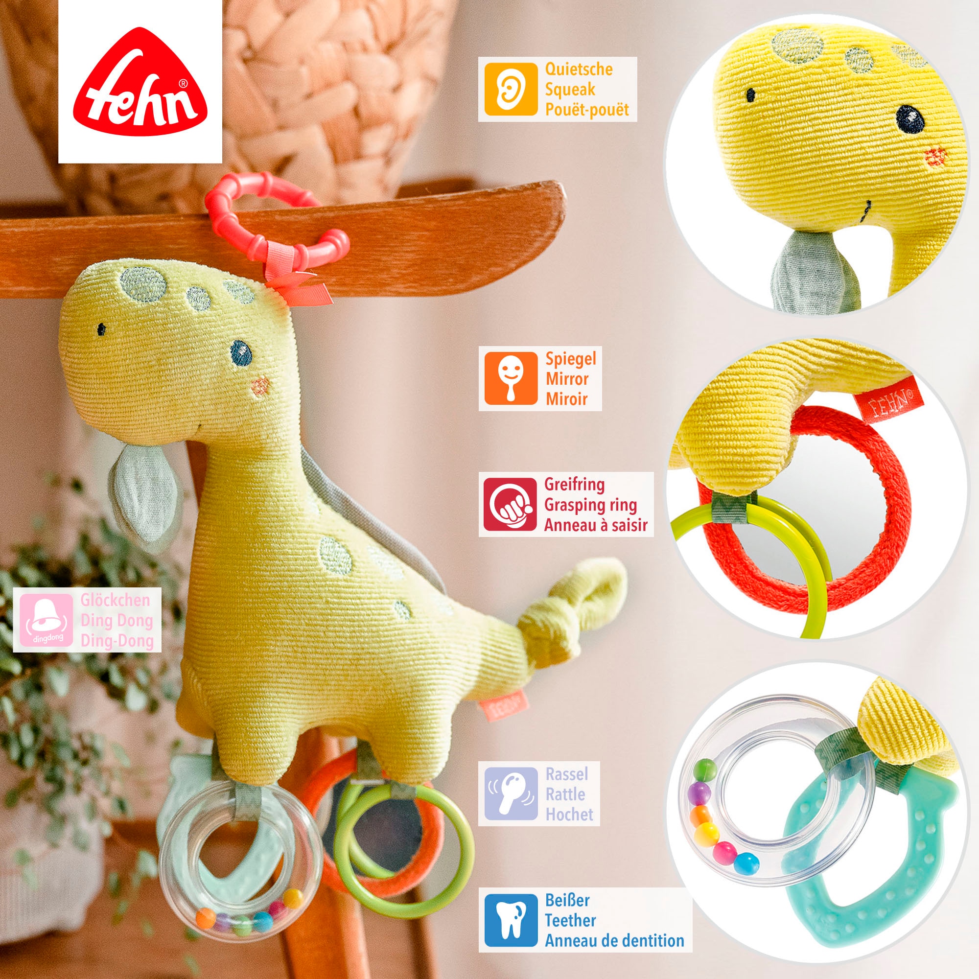 Fehn Kinderwagenanhänger »Activity Happy Dino«, mit Befestigungsring