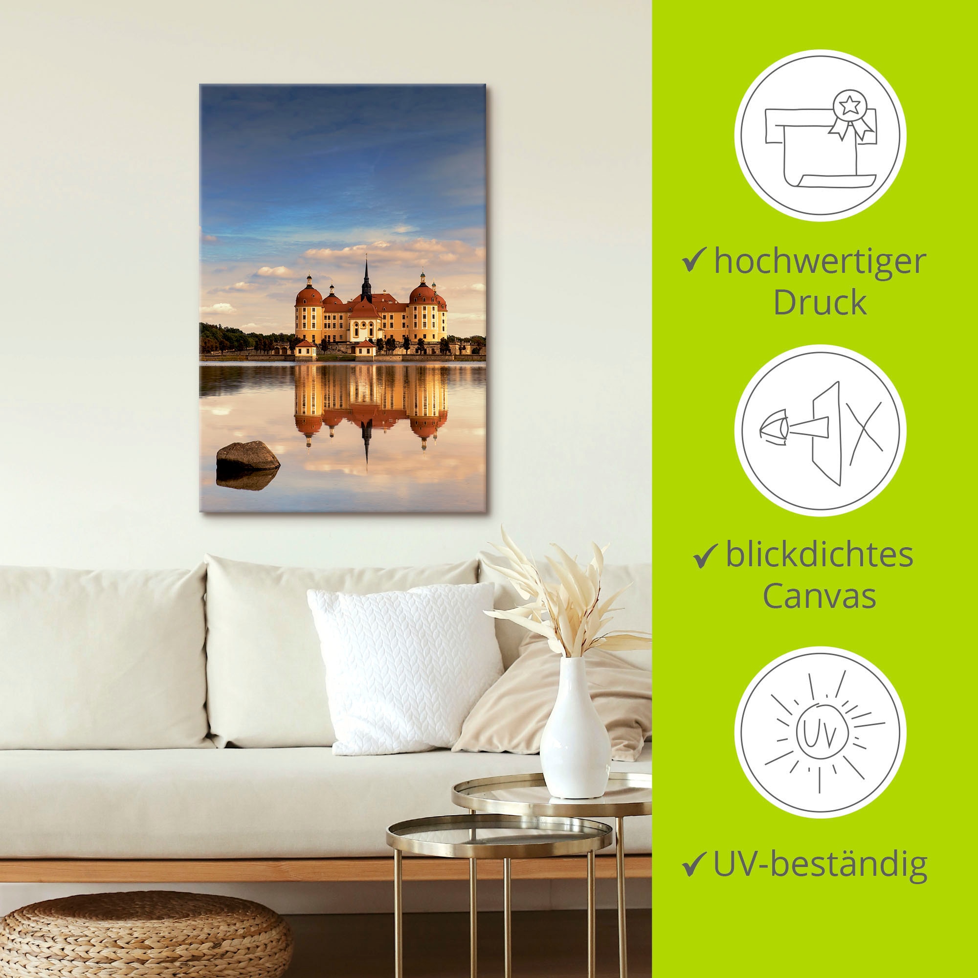Artland Leinwandbild »Schloss Moritzburg«, Gebäude, (1 St.), auf Keilrahmen gespannt