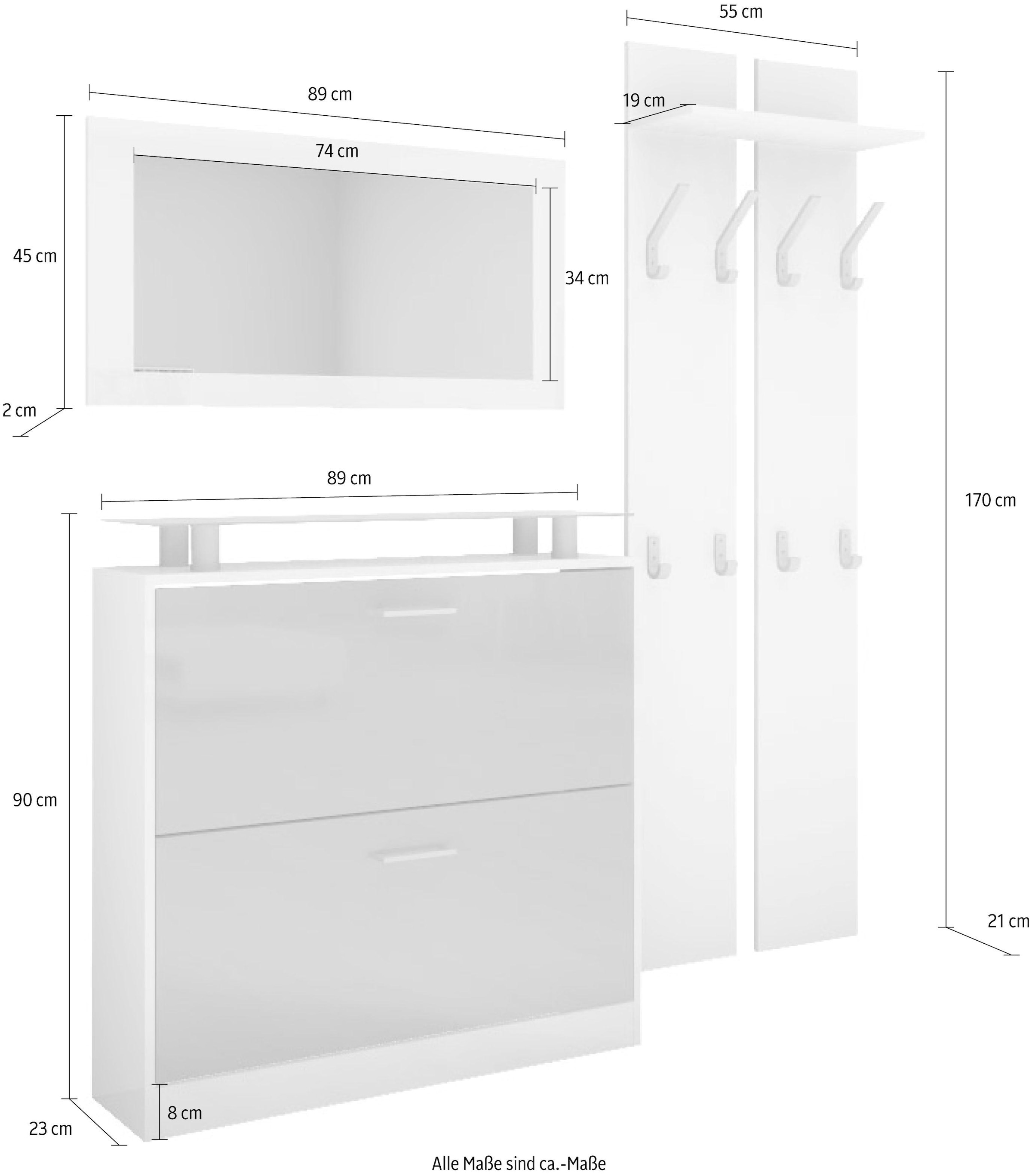 borchardt Shop entdecken St.), 3 mit Möbel Garderoben-Set im ❤ Glasablage Jelmoli-Online (Set, »Finn«,