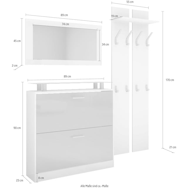❤ borchardt Möbel Garderoben-Set »Finn«, (Set, 3 St.), mit Glasablage  entdecken im Jelmoli-Online Shop
