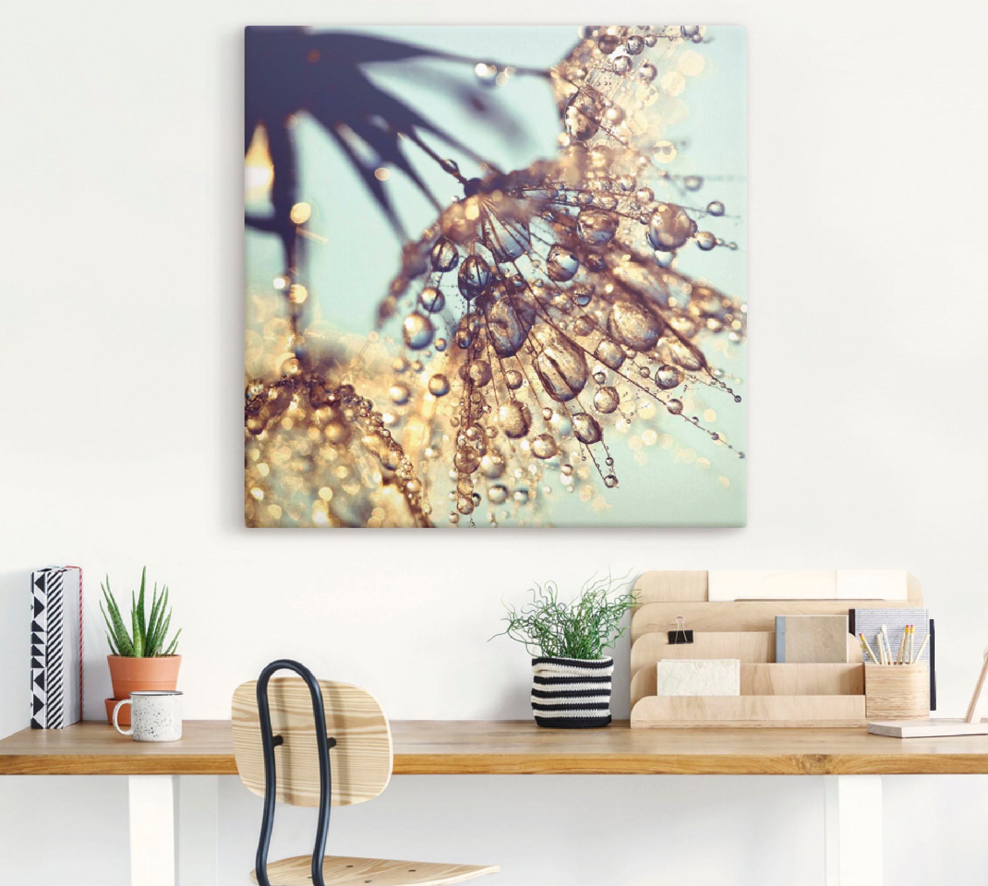 Artland Leinwandbild »Pusteblume Goldener Regen«, Blumen, (1 St.), auf Keilrahmen gespannt