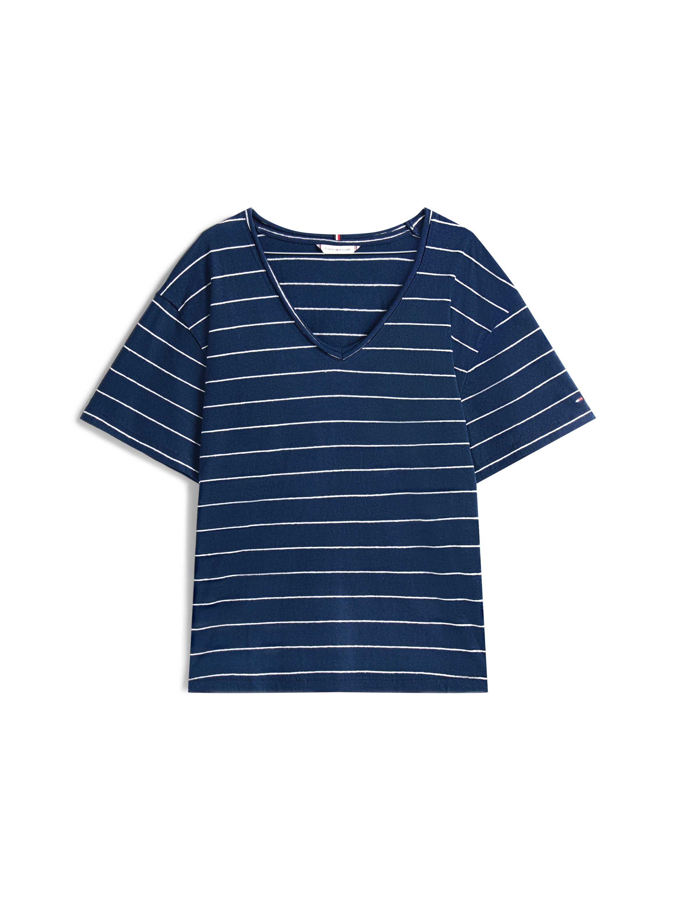 Tommy Hilfiger Curve V-Shirt »CRV MODERN CO LINEN V-NK SS«, in Grossen Grössen