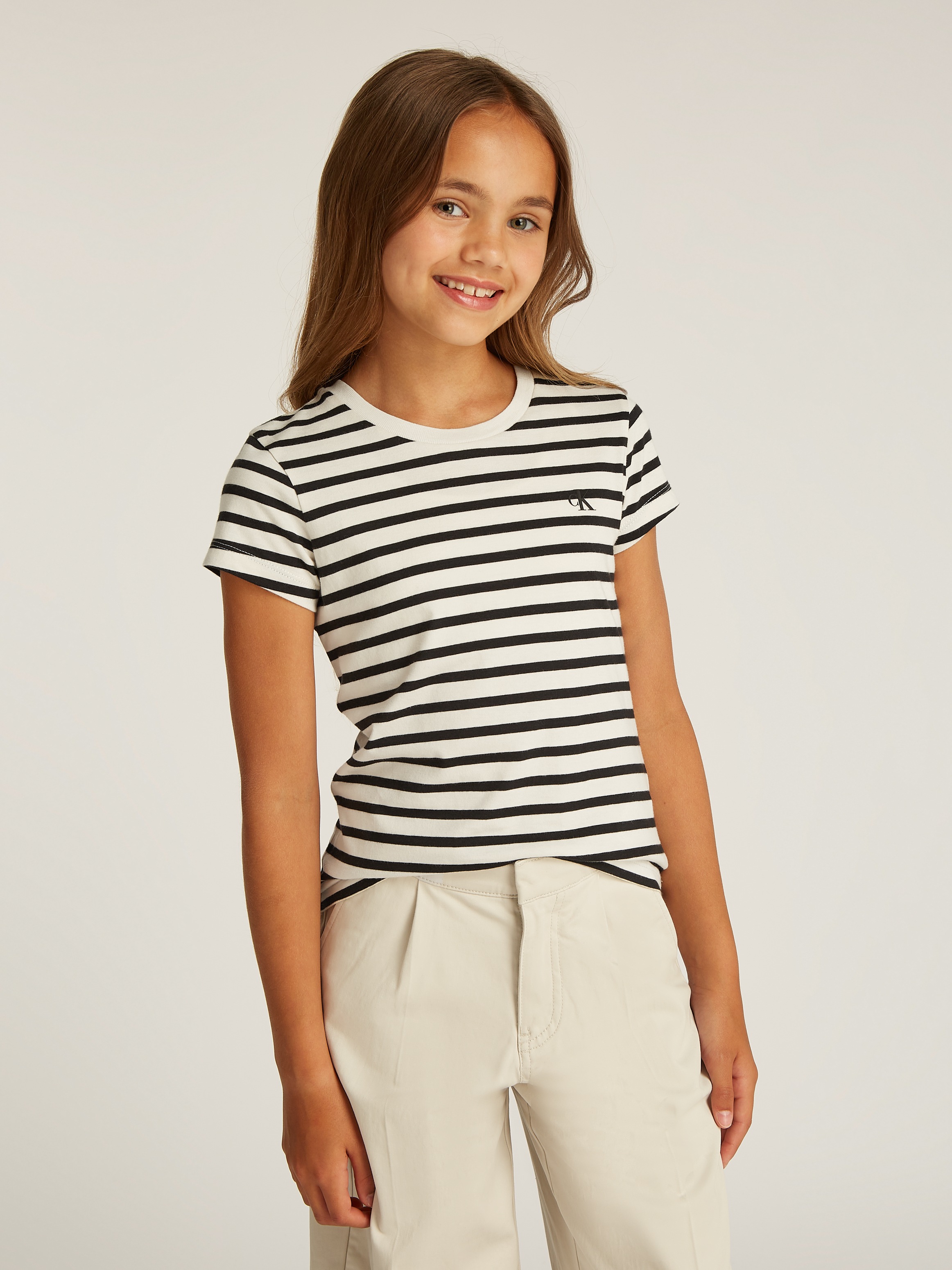 Calvin Klein Jeans Rundhalsshirt »2 PACK STRIPE SLIM SS T-SHIRT«, für Kinder bis 16 Jahre mit Logoschriftzug