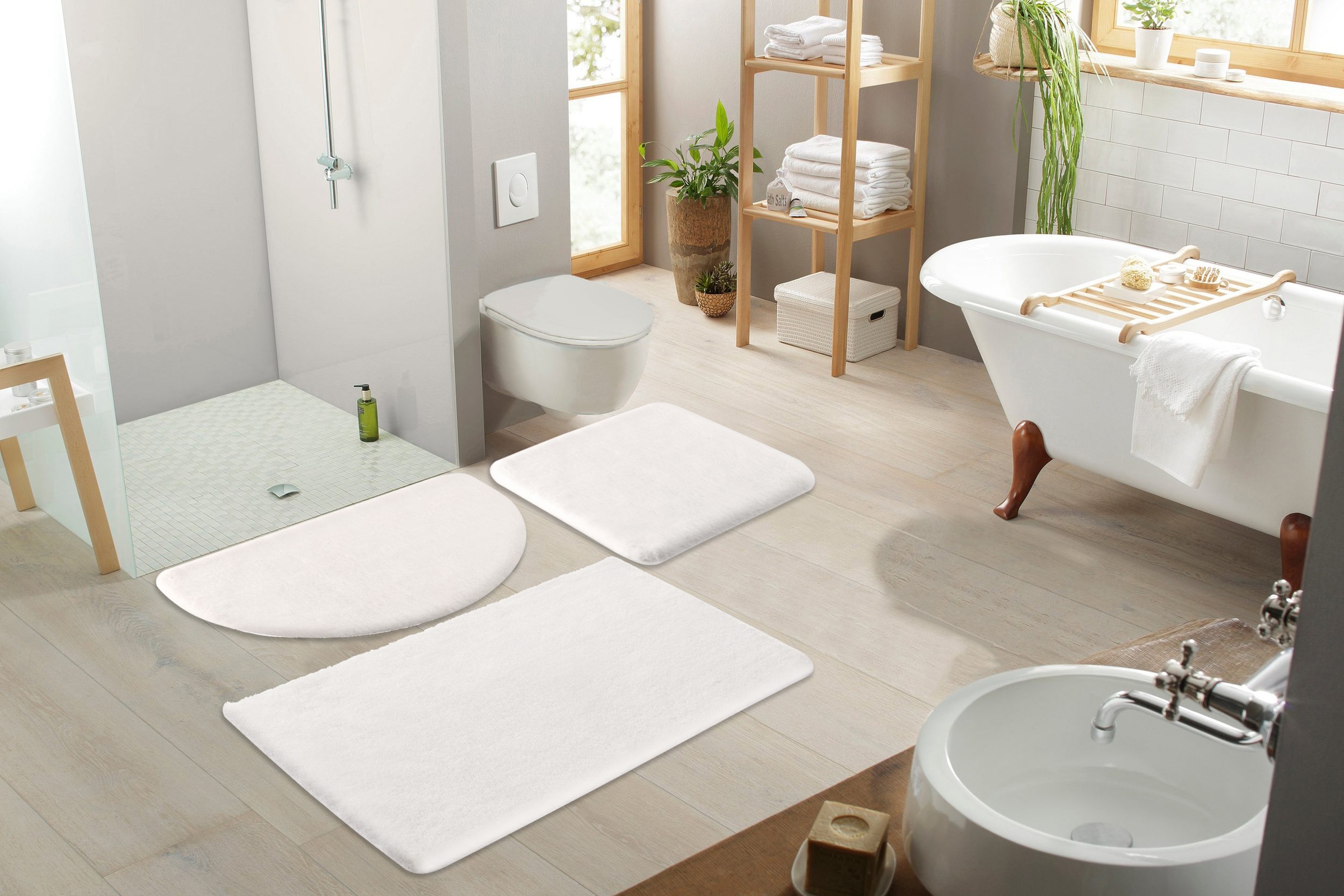 my home Badematte »Valeria, Kaninchenfell-Haptik«, rutschhemmend beschichtet, fussbodenheizungsgeeignet-strapazierfähig, Kunstfell, weicher Badteppich