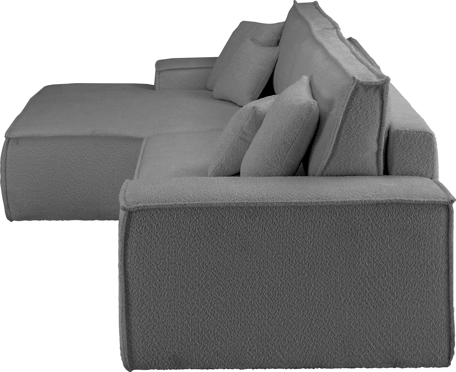 andas Ecksofa »Finnley Schlafsofa 267 cm in Bouclé u. Struktur fein, L-Form,«, Schlaffunktion m. Bettkasten (136/210 cm), Bouclé, Struktur