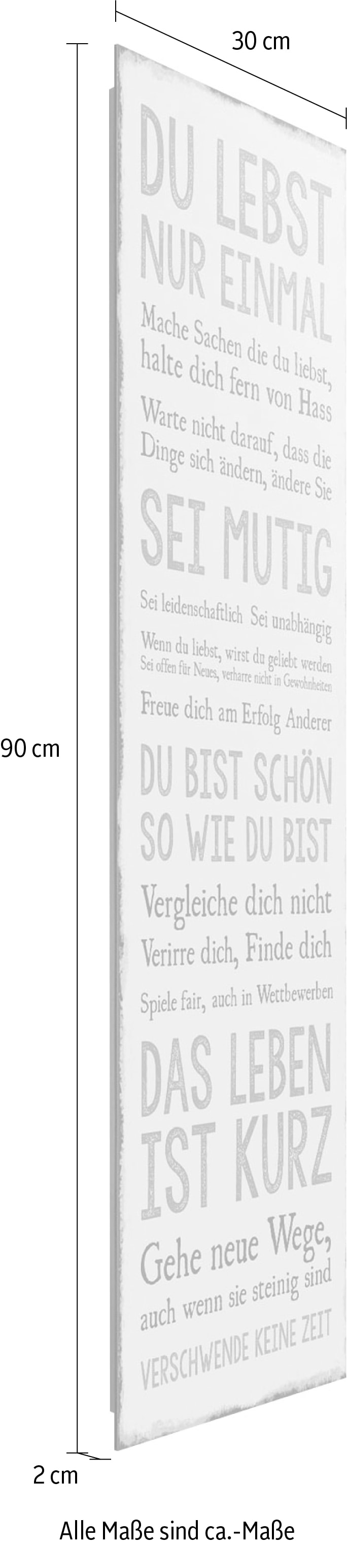 Reinders! Deco-Panel »Das Leben«, Spruch 30x90 cm