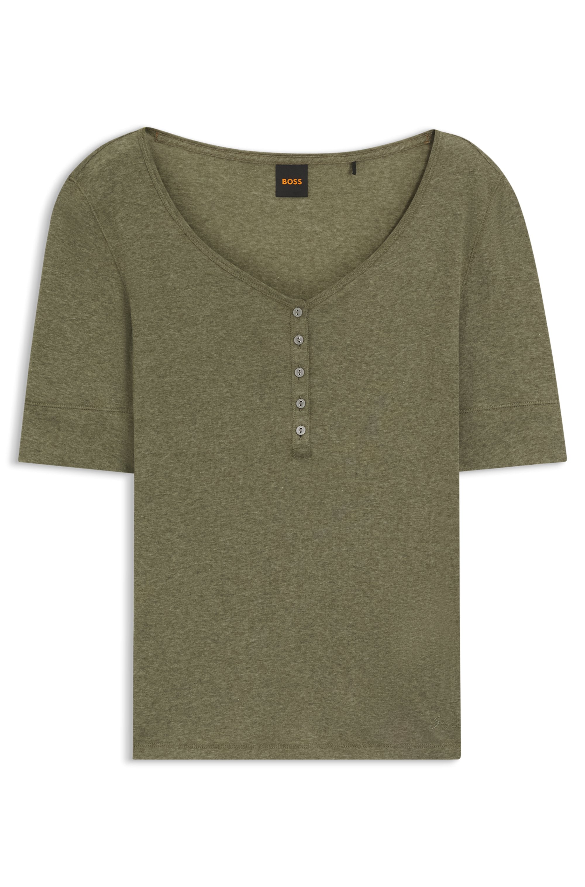 BOSS ORANGE Henleyshirt »Espen Premium Damenmode«, mit Knopfleiste am V-Ausschnitt