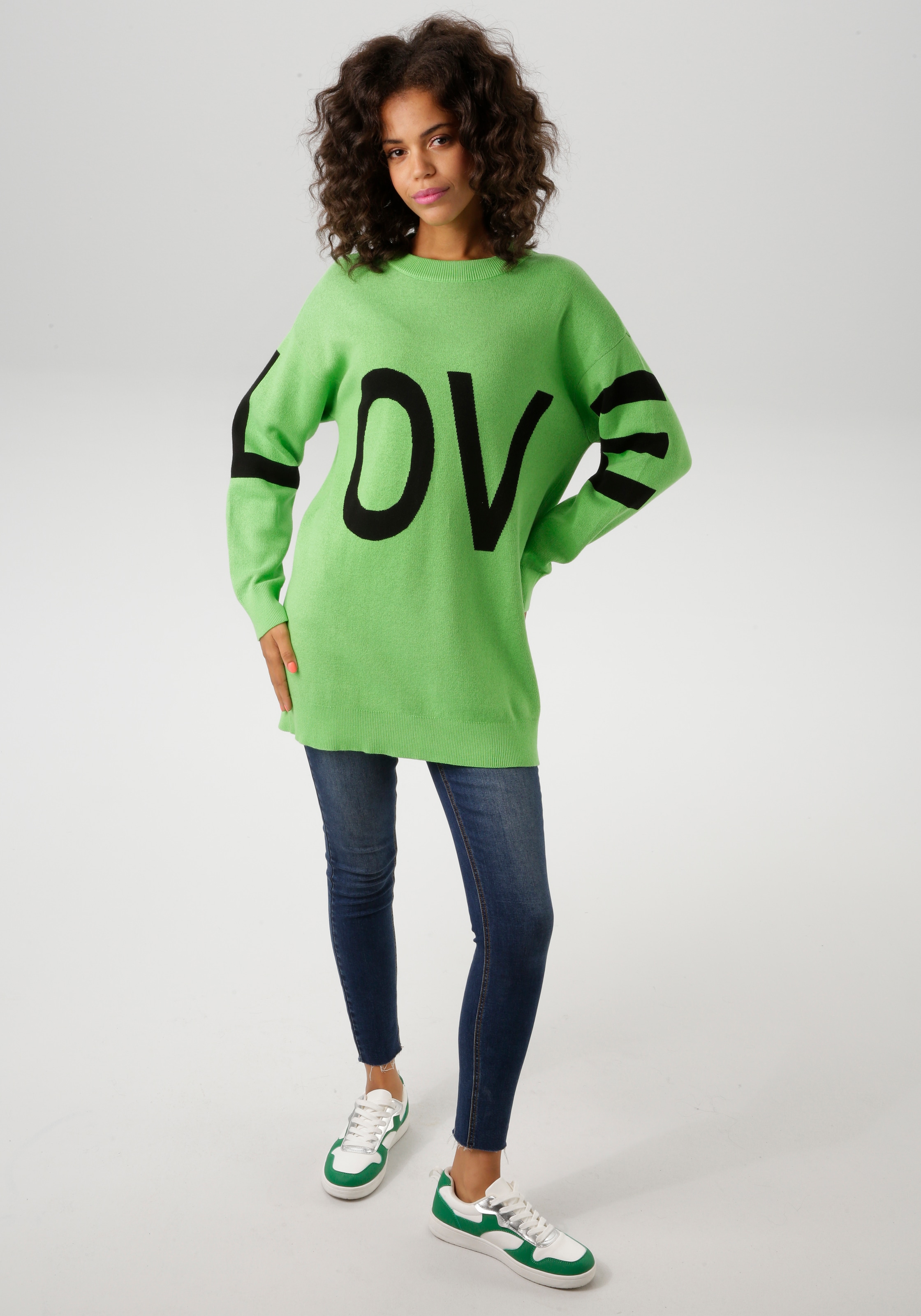 Aniston CASUAL Strickpullover, mit eingestricktem LOVE-Schriftzug