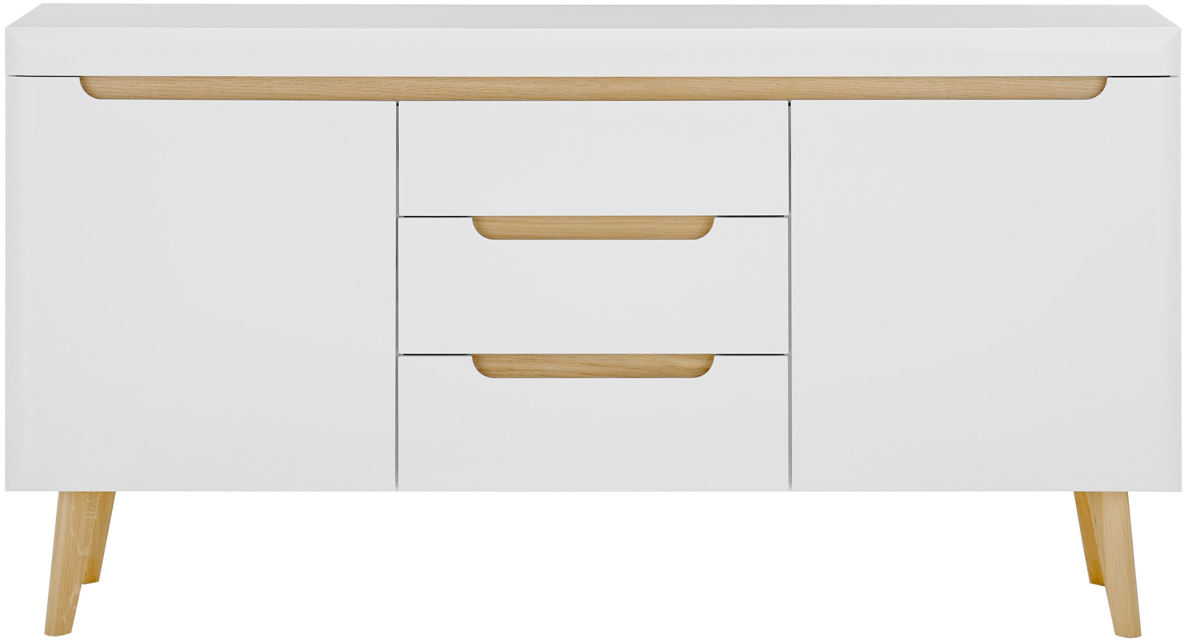 INOSIGN Sideboard »Torge, Anrichte, Kommode, Schubladenschrank«, (1 St.), abgeschrägte Füsse, drei Farben, Scandi Design, 160 cm breit