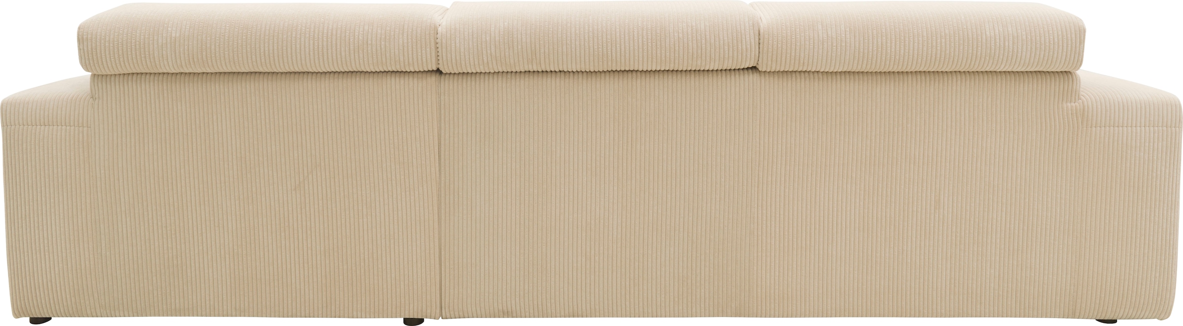 DOMO collection Ecksofa »Brandon B/T: 289/177 cm, belastbar bis 140kg/ Sitz, L-Form«, mit Sitztiefenverstellung, Cord, creme