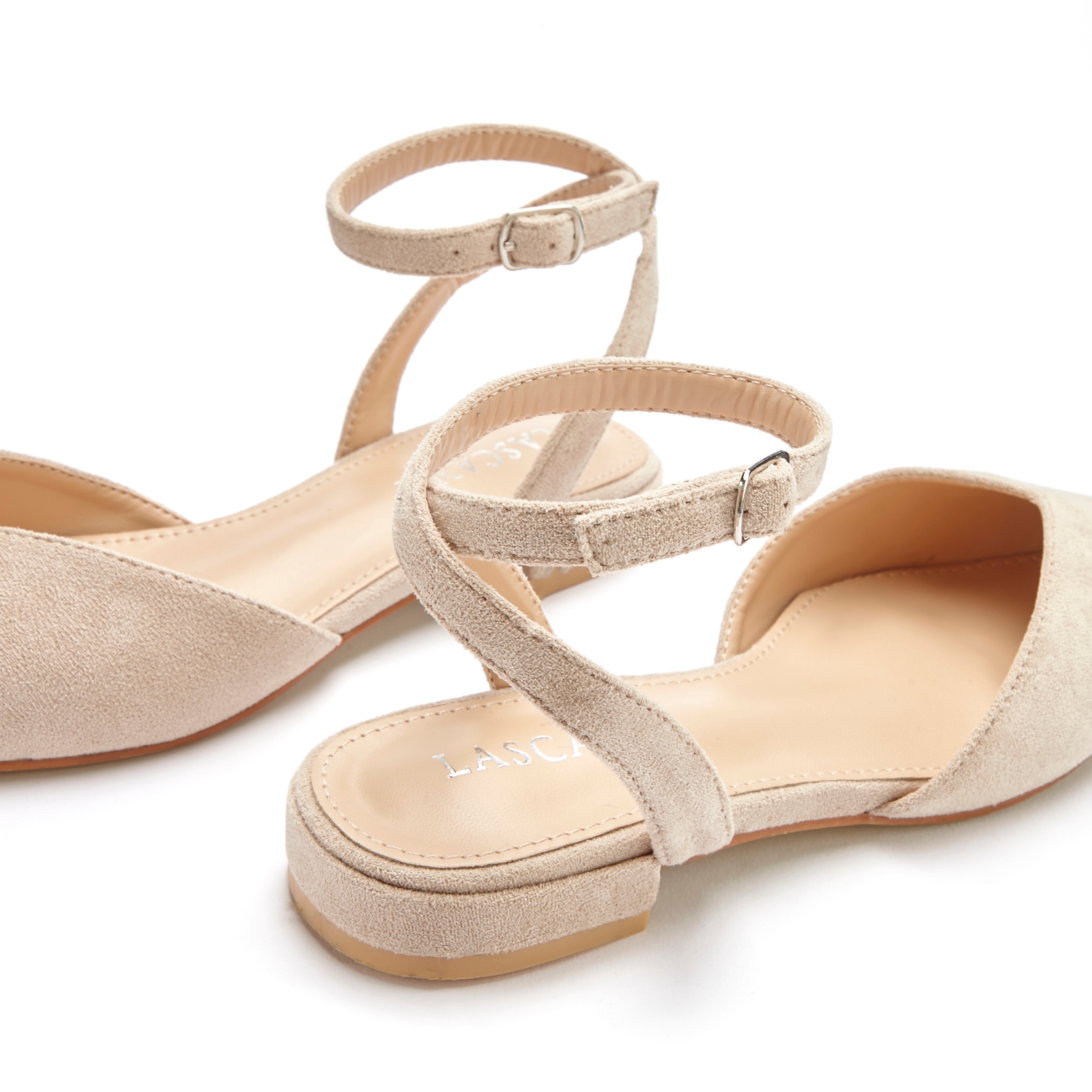 LASCANA Ballerina, Riemchenballerina, Slipper, Halbschuh, Sandale mit spitzer Form VEGAN