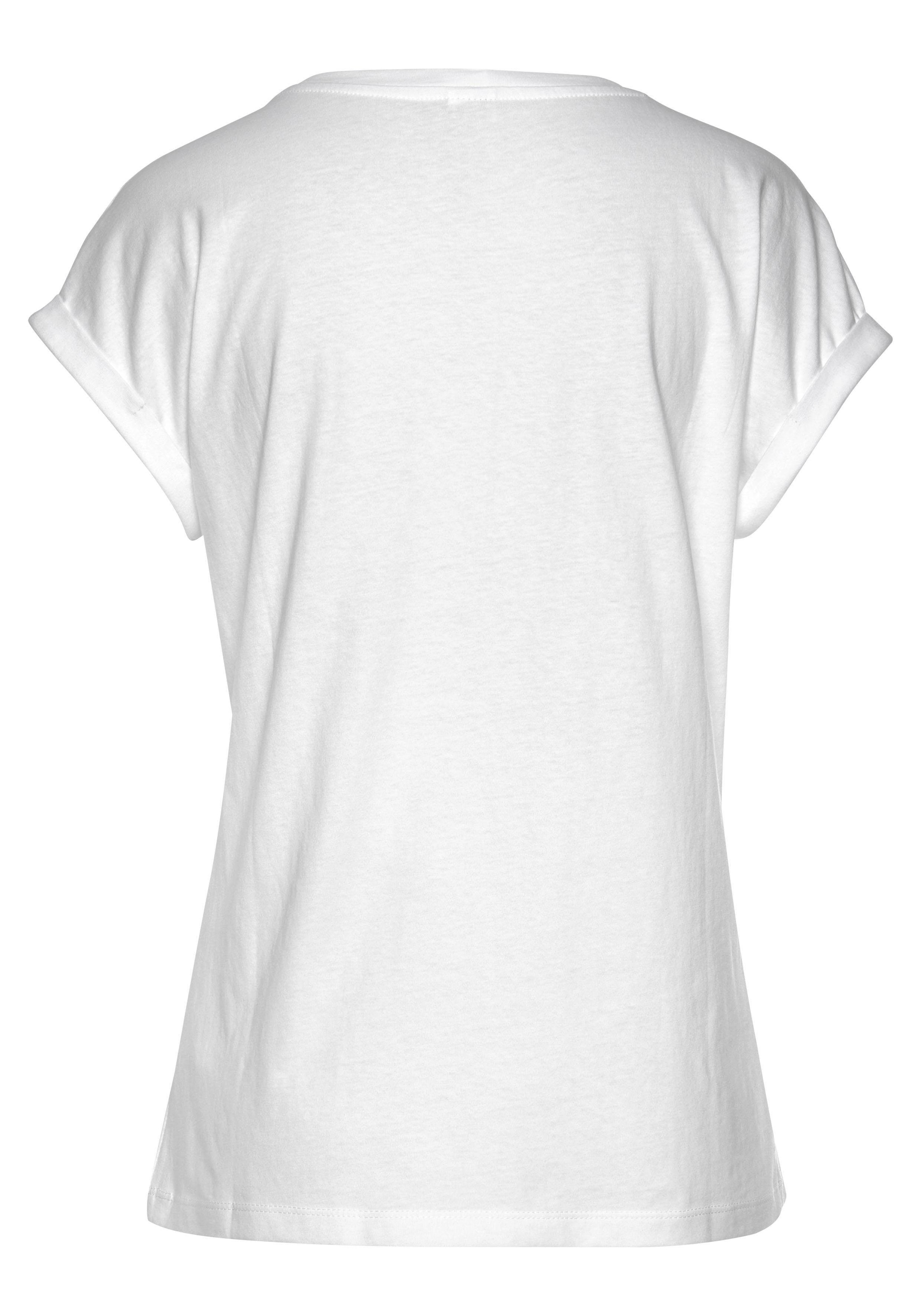 Venice Beach Rundhalsshirt, mit Frontdruck, T-shirt aus Baumwolle, Kurzarmshirt, Basic
