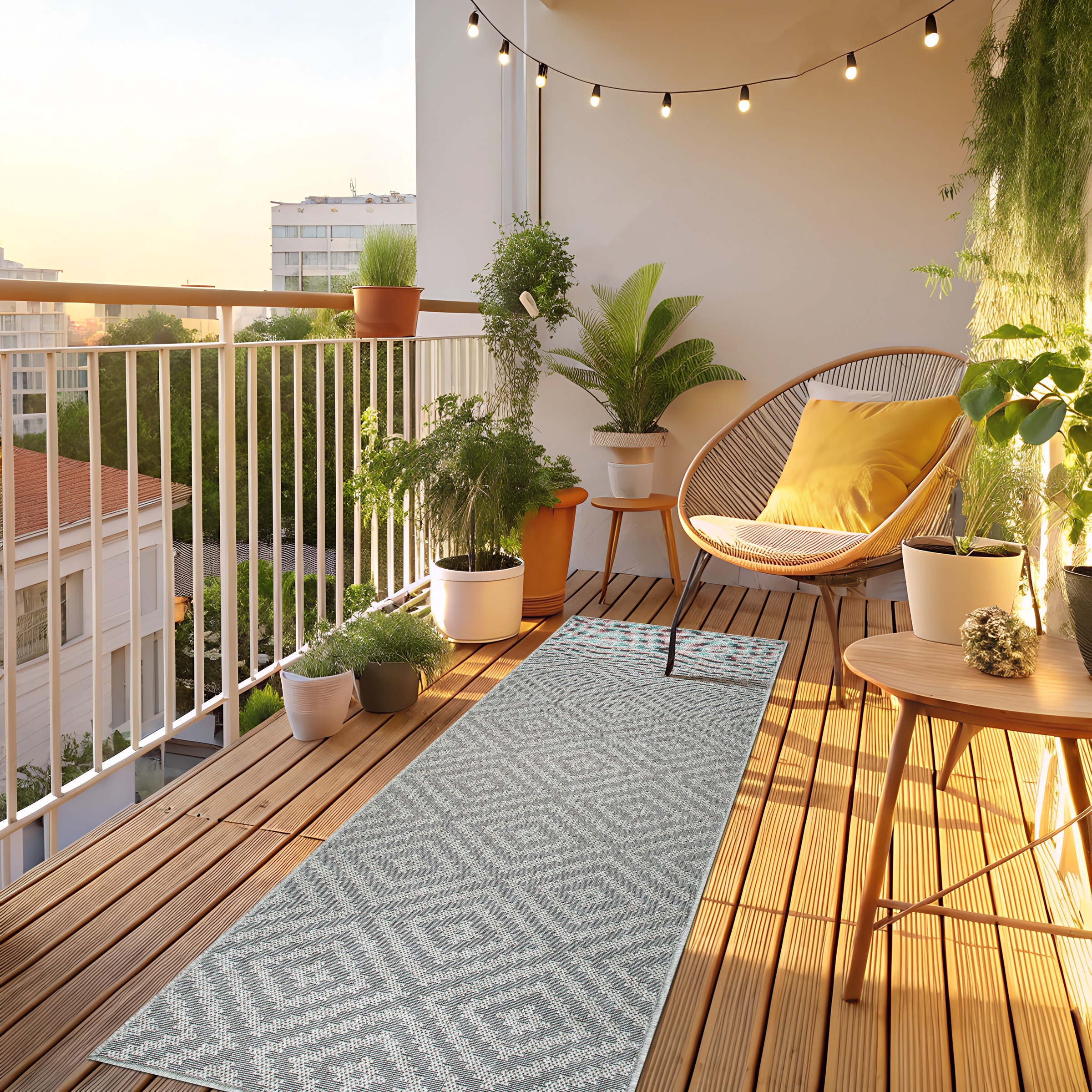 my home Teppich »Cordoba auch als Läufer erhältlich«, rechteckig, 3 mm Höhe, In- und Outdoor geeignet, Sisal-Optik, Wetterfest & UV-beständig, Boho