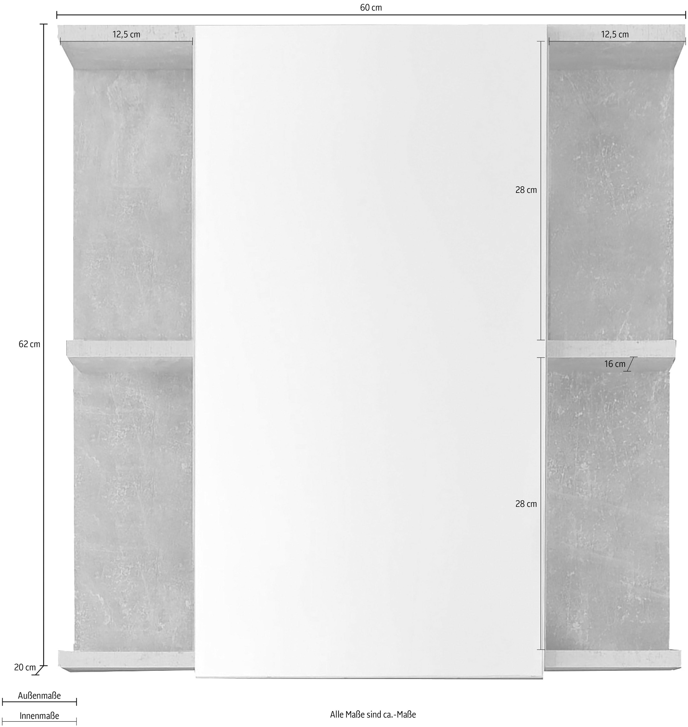 trendteam Spiegelschrank »Nano«, Badspiegel in Grau/Weiss mit 4 offenen Fächern - (B/T/H) 60/20/62 cm