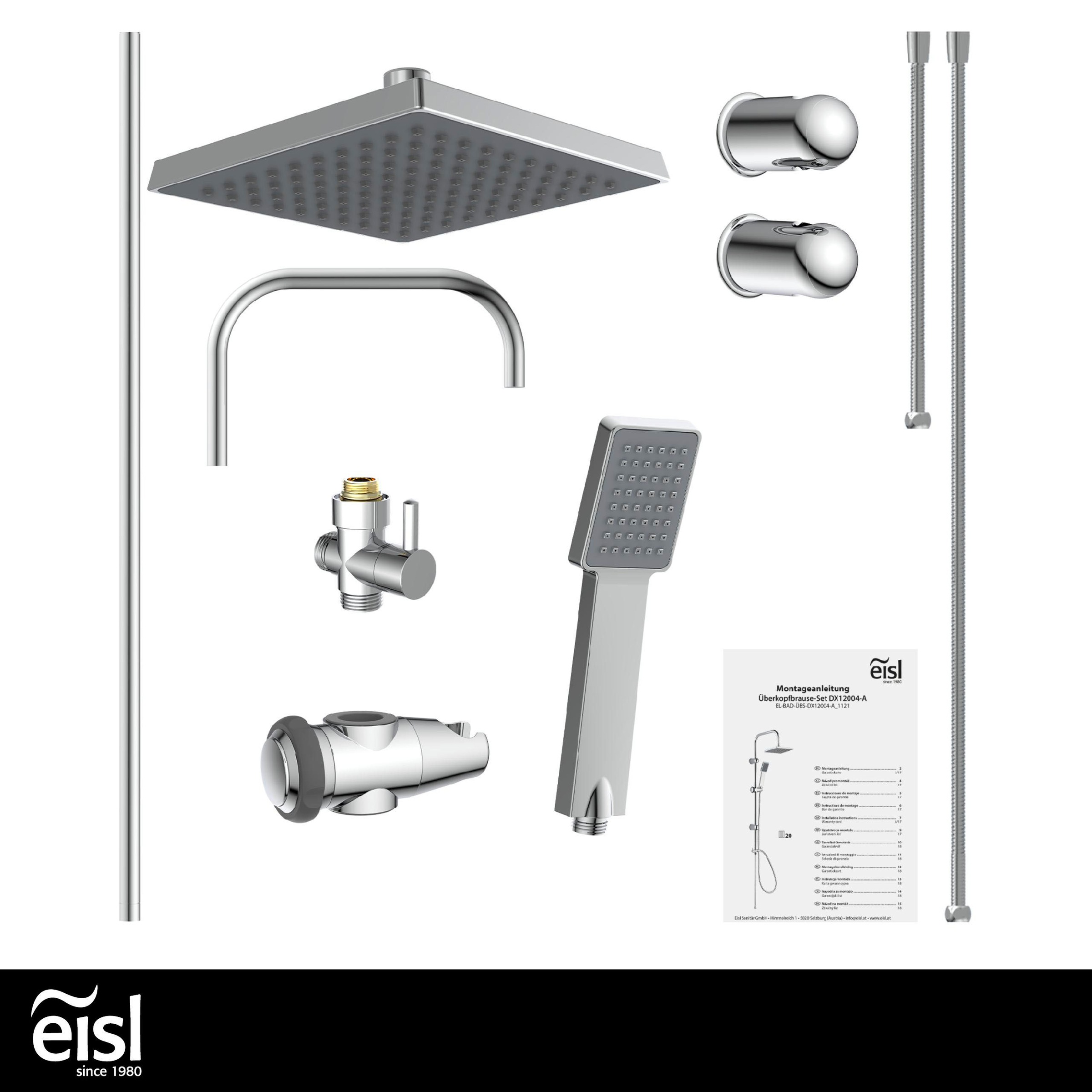 Schütte Brausegarnitur "EASY ENERGY" höhenverstellbar, Antikalk, Edelstahl