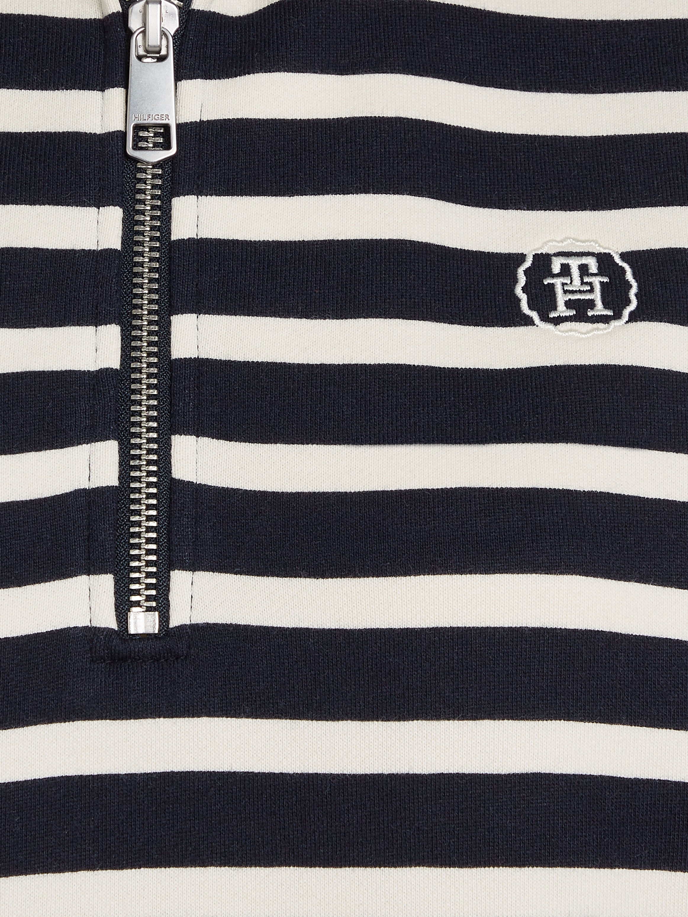 Tommy Hilfiger Sweater »SMD BRETON STRIPE 1/2 ZIP HWK«, Polokragen mit Reissverschlusss, gestreift, Logostickerei