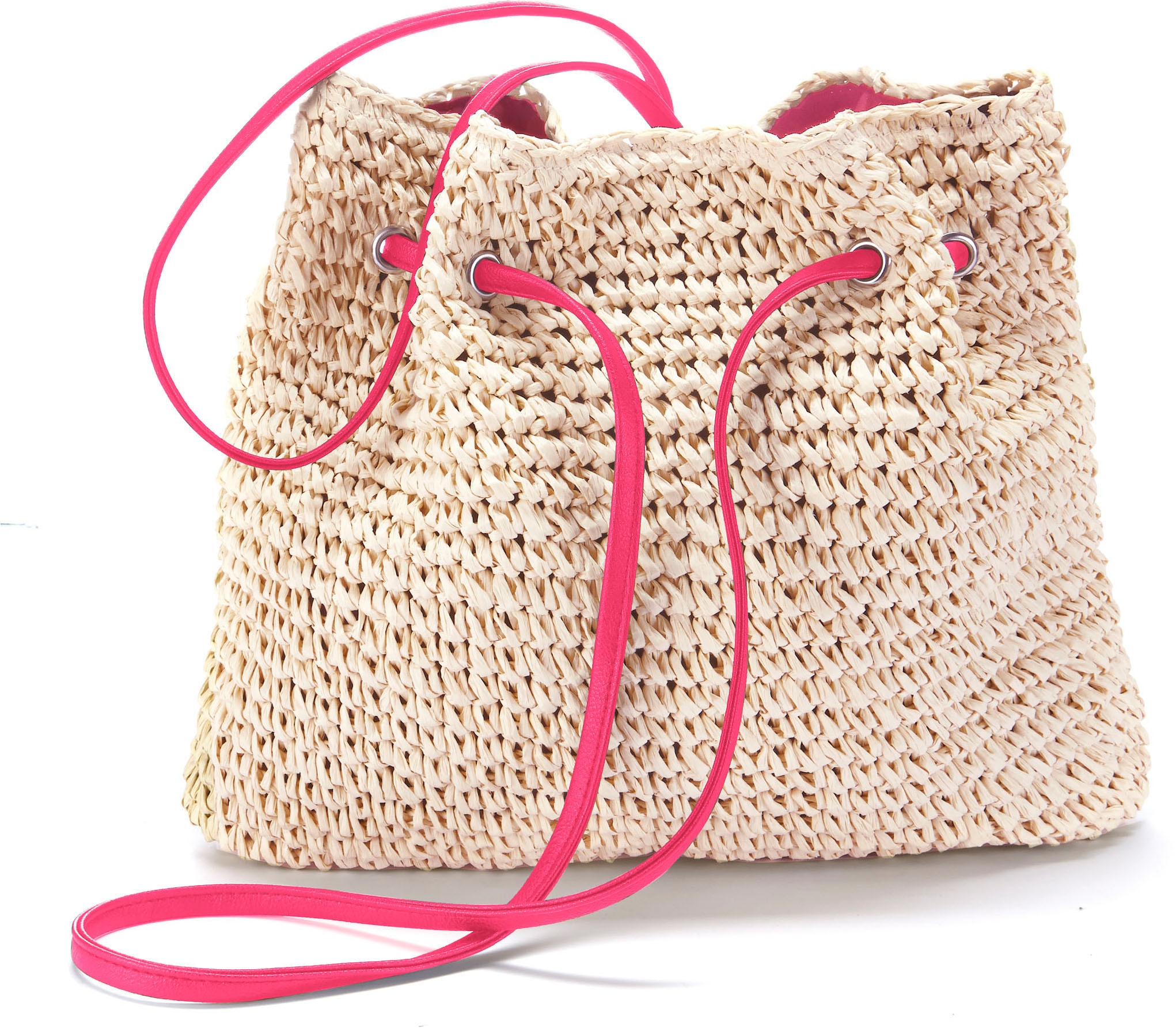 LASCANA Umhängetasche »Strandtasche«, aus Papierstroh, Handtasche, Schultertasche VEGAN