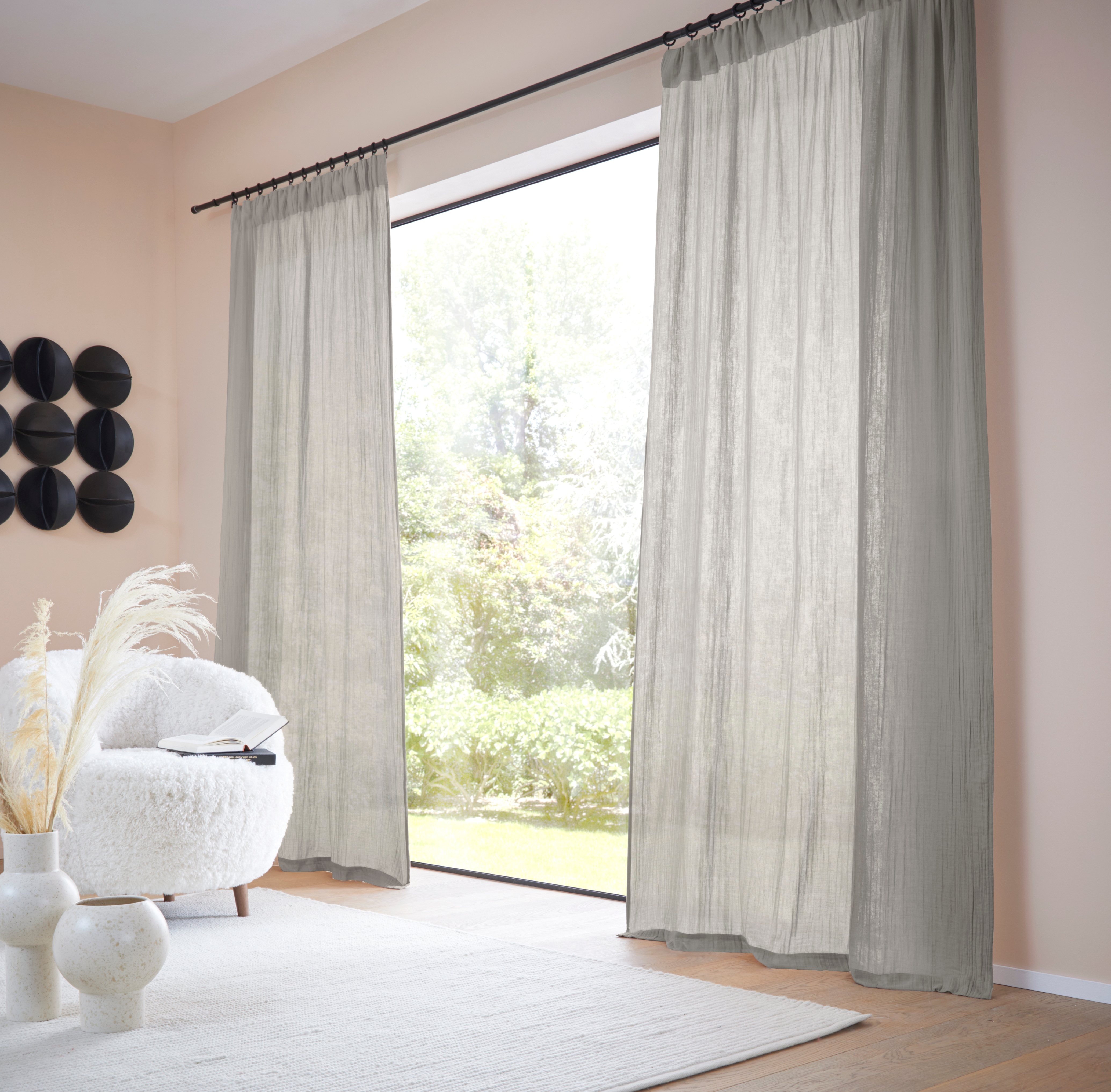 LeGer Home by Lena Gercke Gardine »Hevin, Musselin Vorhang, blickdichte Gardine« Multifunktionsband 1 Stk. tlg. natürliche, moderne Gardine in schönem Musselin Look