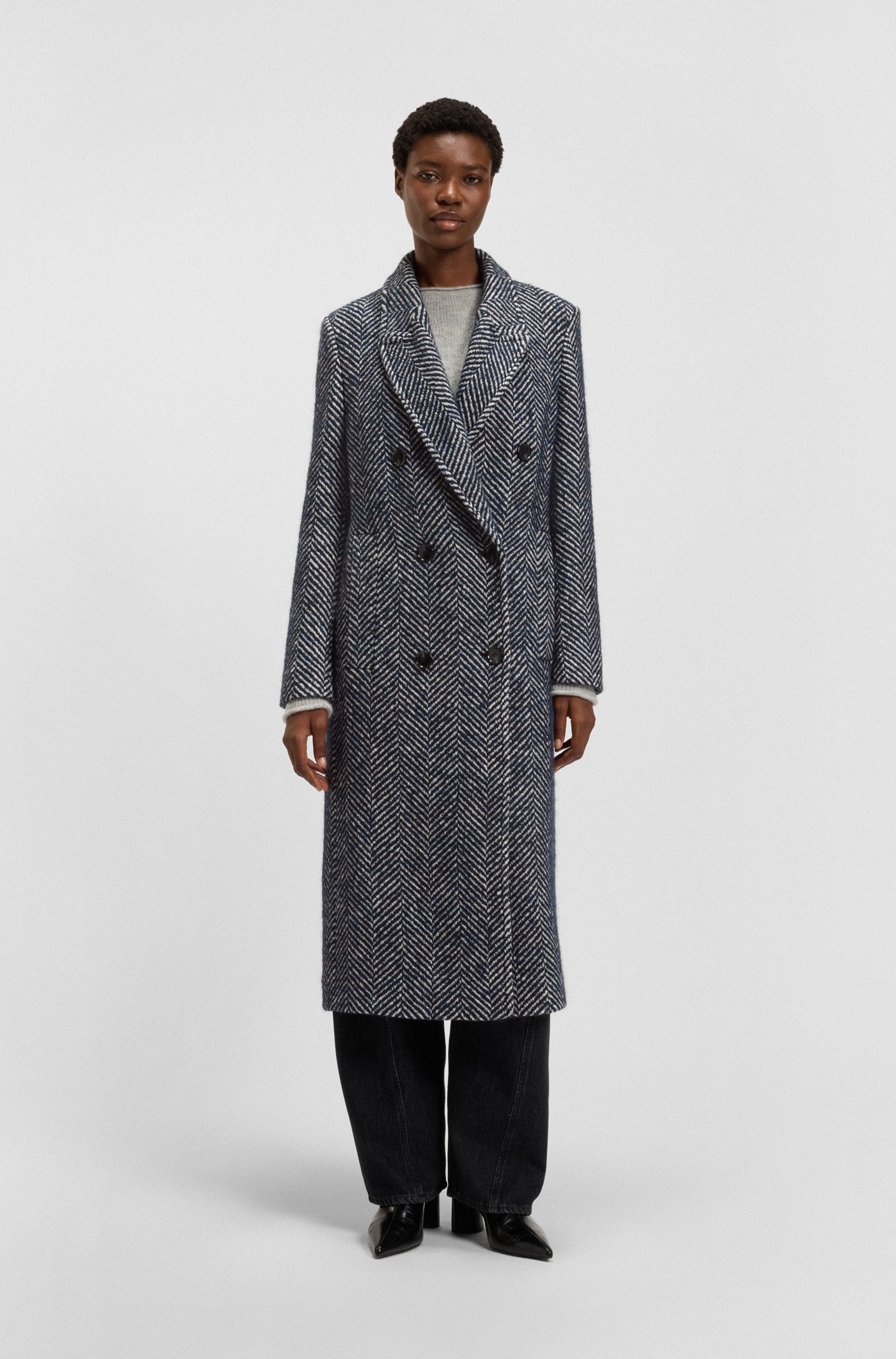 BOSS ORANGE Langmantel »Covalli Premium Damenmode« mit zweireihiger Knopfleiste, Regular Fit