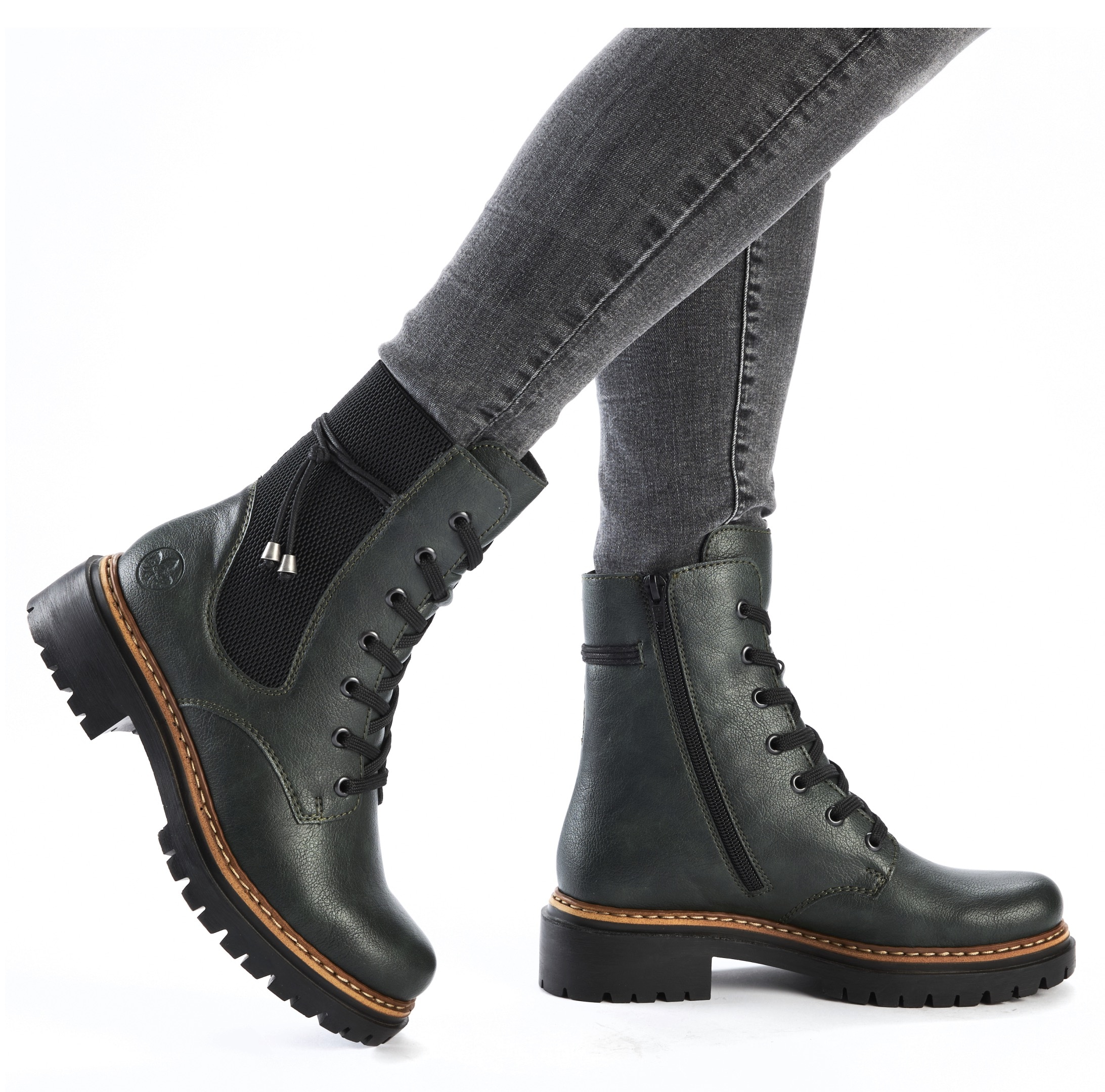 Rieker Winterstiefelette, Schnürstiefelette, Blockabsatz, Chelseaboots mit Innenreissverschluss