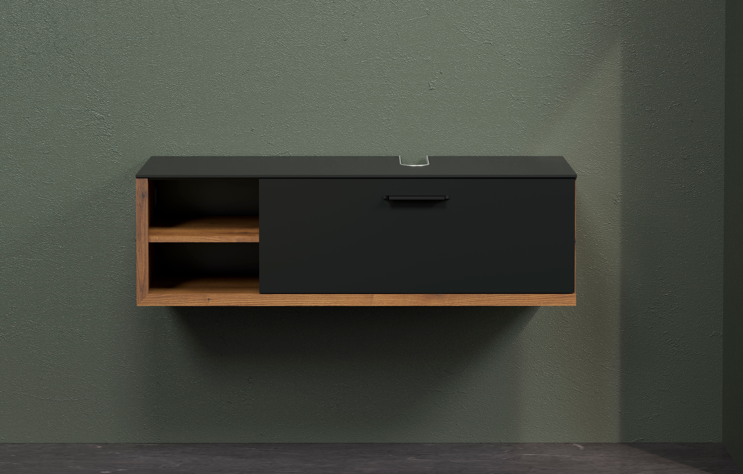 welltime Waschbeckenunterschrank »Premont«, (1 St.), Hängender Waschtisch mit Siphonausschnitt - (B/T/H) 120/45/36 cm
