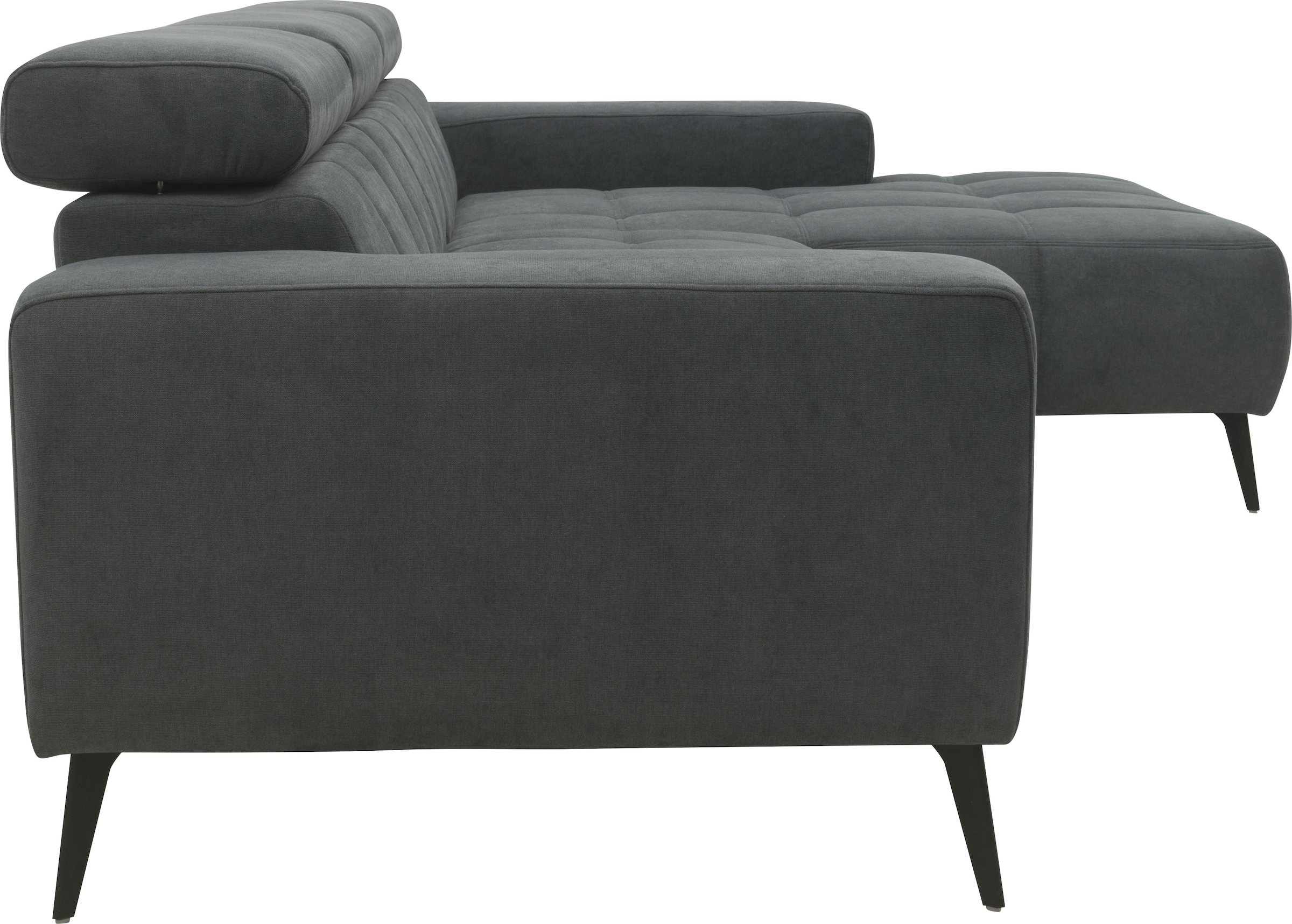 DOMO collection Ecksofa »Trento L-Form, mit Kufenfuss oder Einzelfuss«, wahlweise mit Kopfteilverstellung, Recamiere links/rechts bestellbar