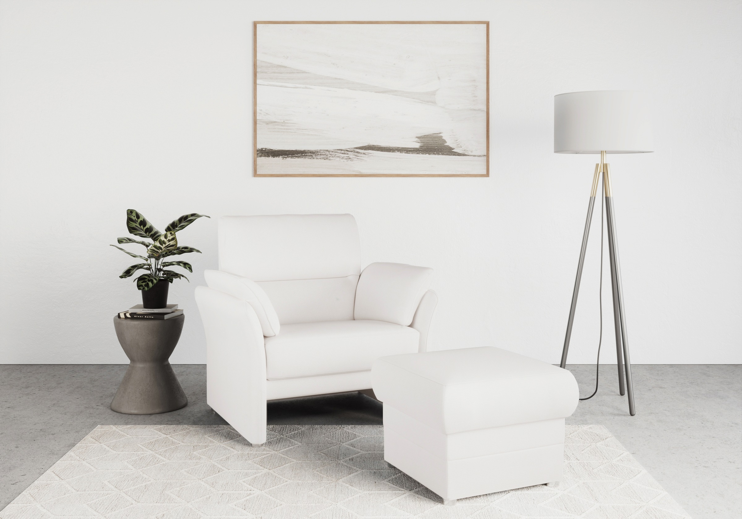 DOMO collection Sessel »Pina elegant und zeitloser Clubsessel, bequemer Cocktailsessel«, Hoher Sitzkomfort, Microfaser hochflorig, creme