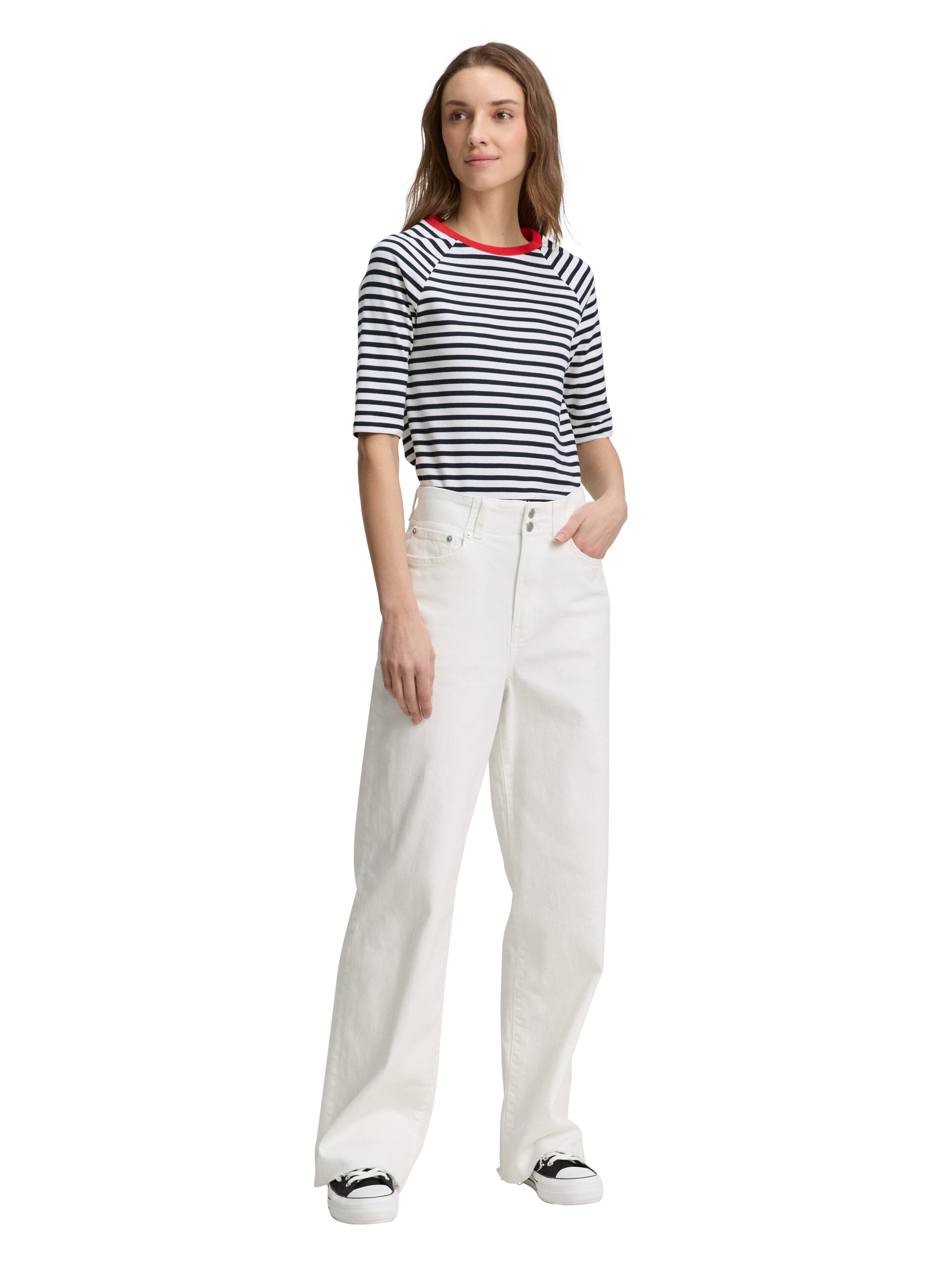 TOM TAILOR Denim Rundhalsshirt, mit Streifen-Muster