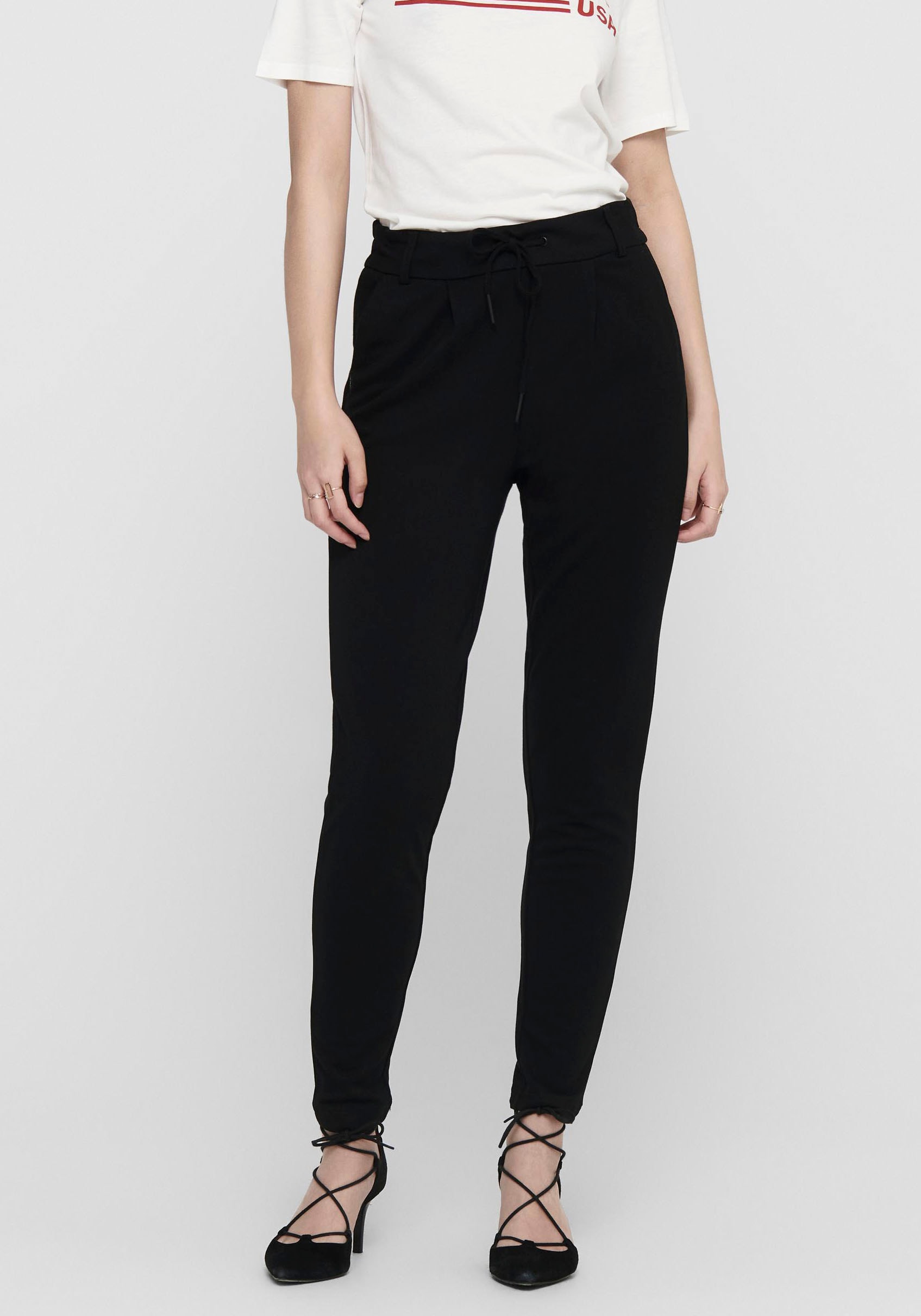 ONLY Jogger Pants »ONLPOPTRASH – Joggerhose mit Tunnelzugbund und Stretch« casual, Milano Rib, regular fit, Viskosemischung