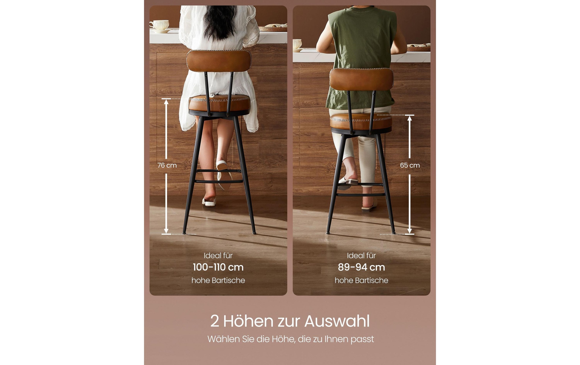 VASAGLE Barhocker "2 Stück 56 x 101.3 cm" 2 Stk. tlg.