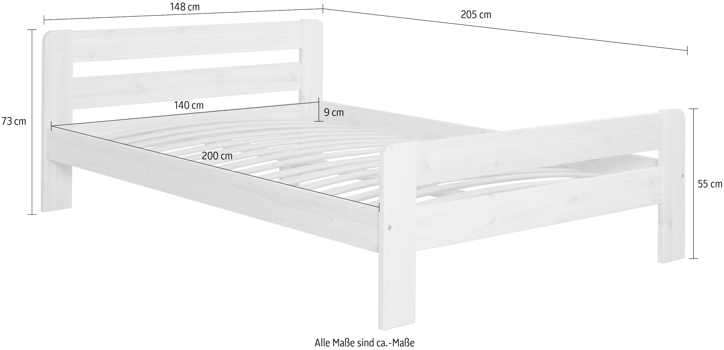 Ticaa Massivholzbett »"Bert", FSC®-zertifiziert (Kiefer), Jugendbett, mit Lattenrost«, (90x200cm, 100x200cm, 140x200cm), ideal für das Kinder- und Jugendzimmer, Massivholz