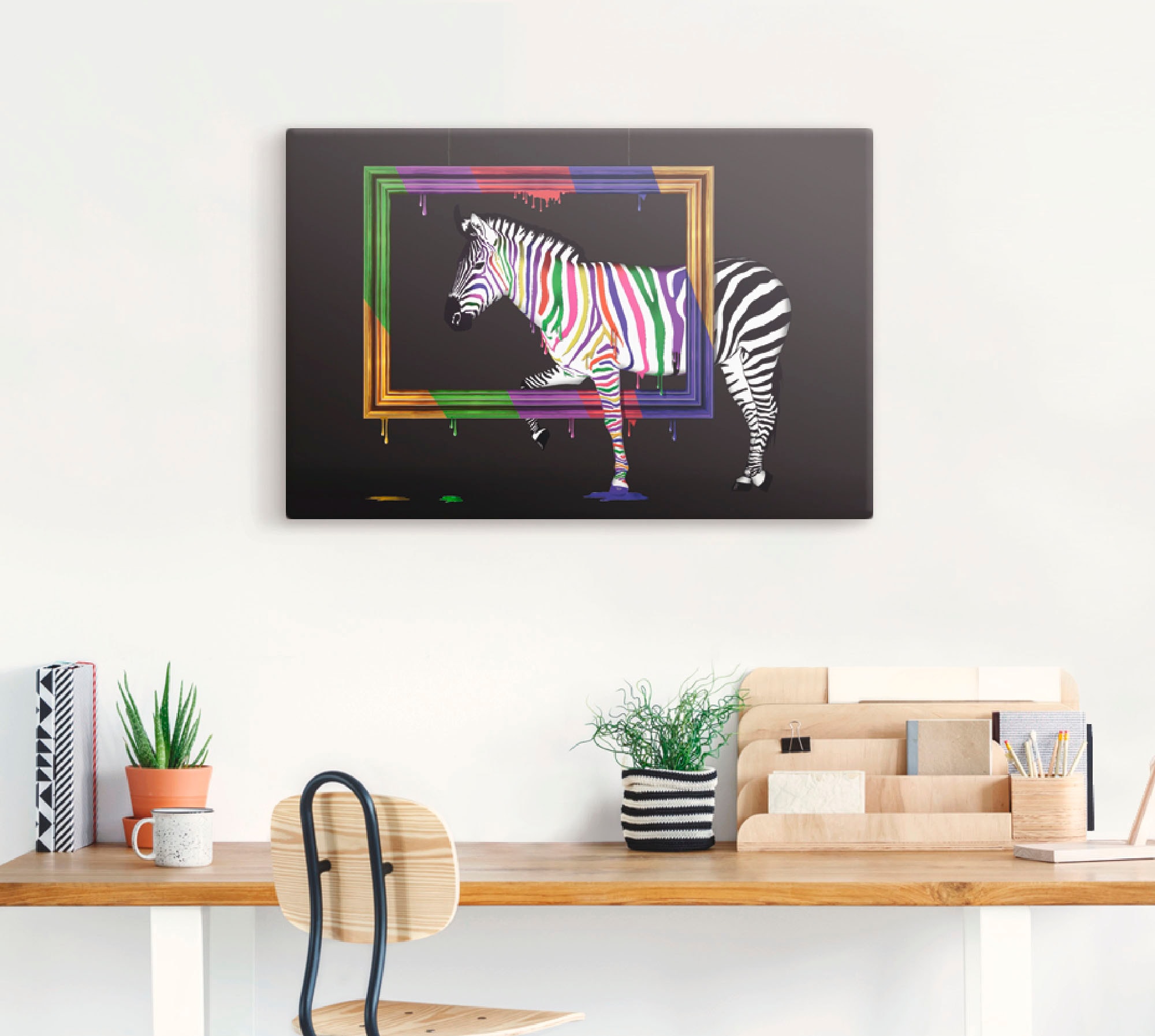 Artland Wandbild »Das Regenbogen Zebra«, Animal Fantasy, (1 St.), als Leinwandbild, Poster, Wandaufkleber in verschied. Grössen