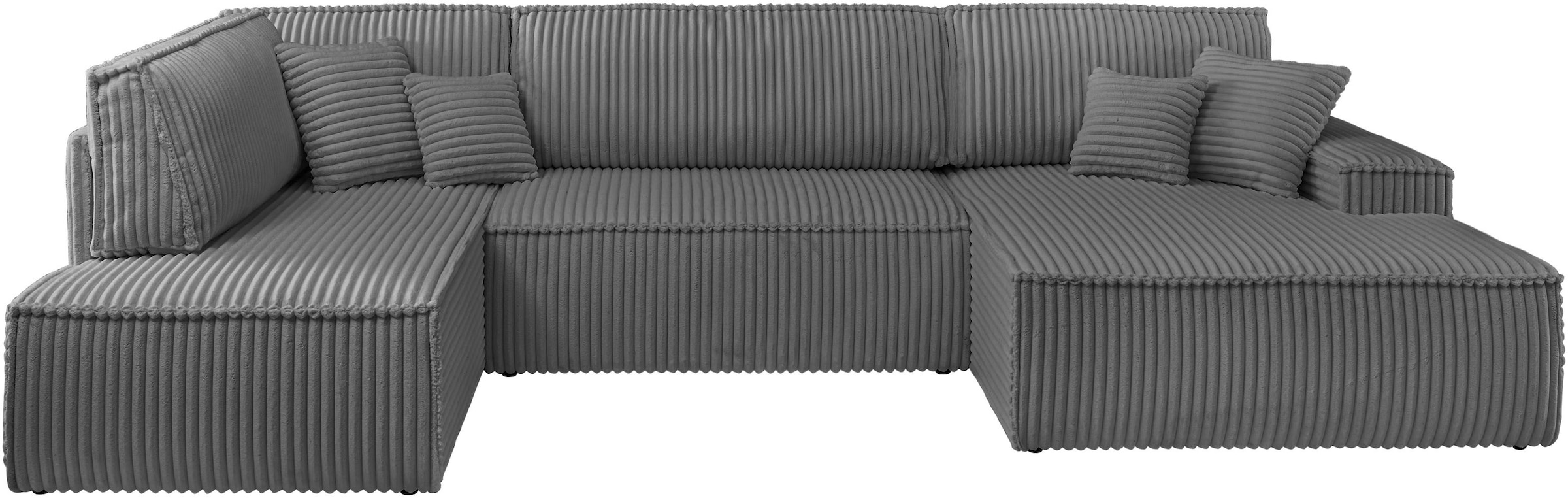 andas Wohnlandschaft »FINNLEY U-Form XXL 329 cm, Schlafsofa, Schlaffunktion m. Bettkasten«, (194/139 cm), Bouclé, Struktur und Cord